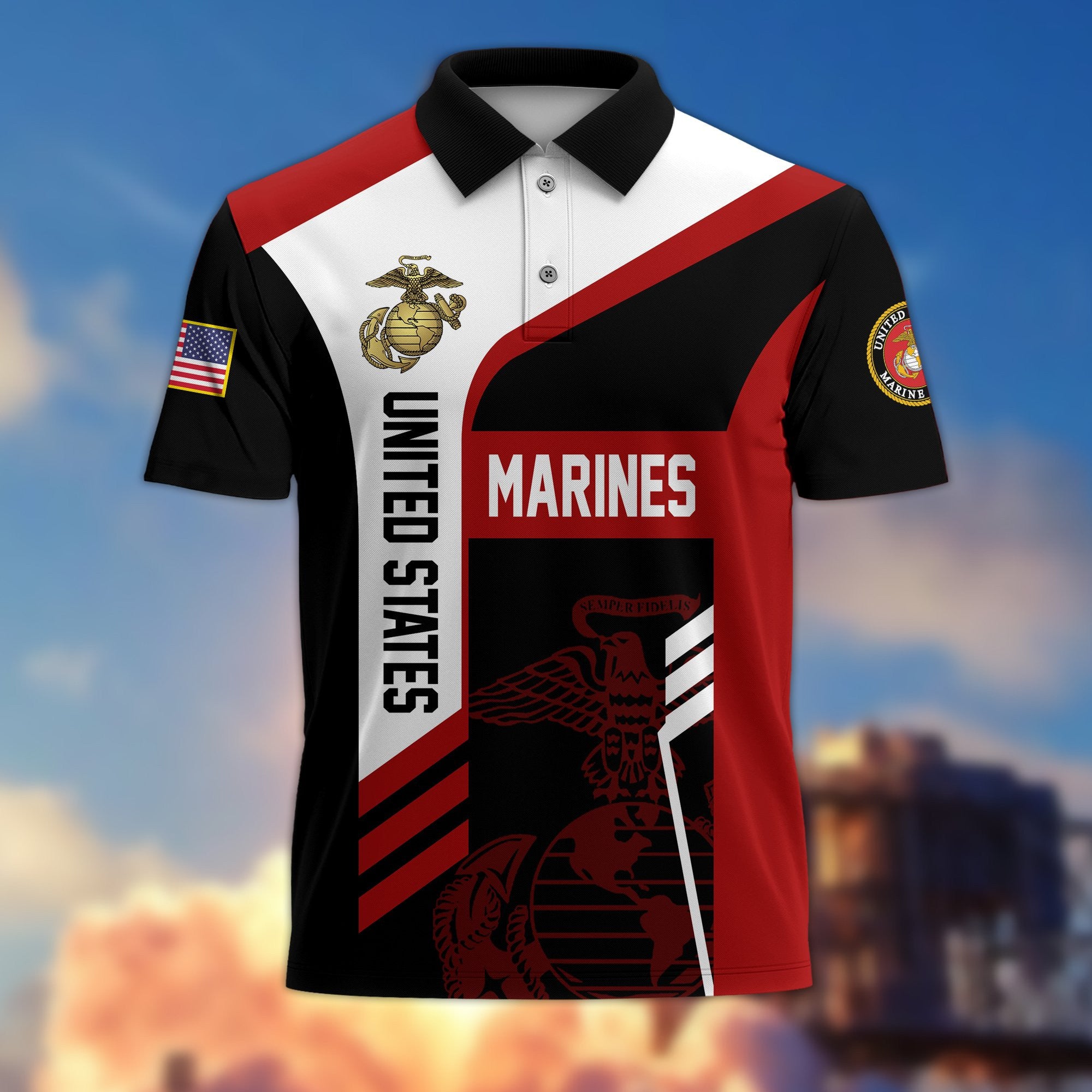 Premium US Veterans Polo Shirt, Gifts For Dad, For Husband, Gifts For US Veterans, Gifts On Father's Day, Independence Day, Veterans Day.