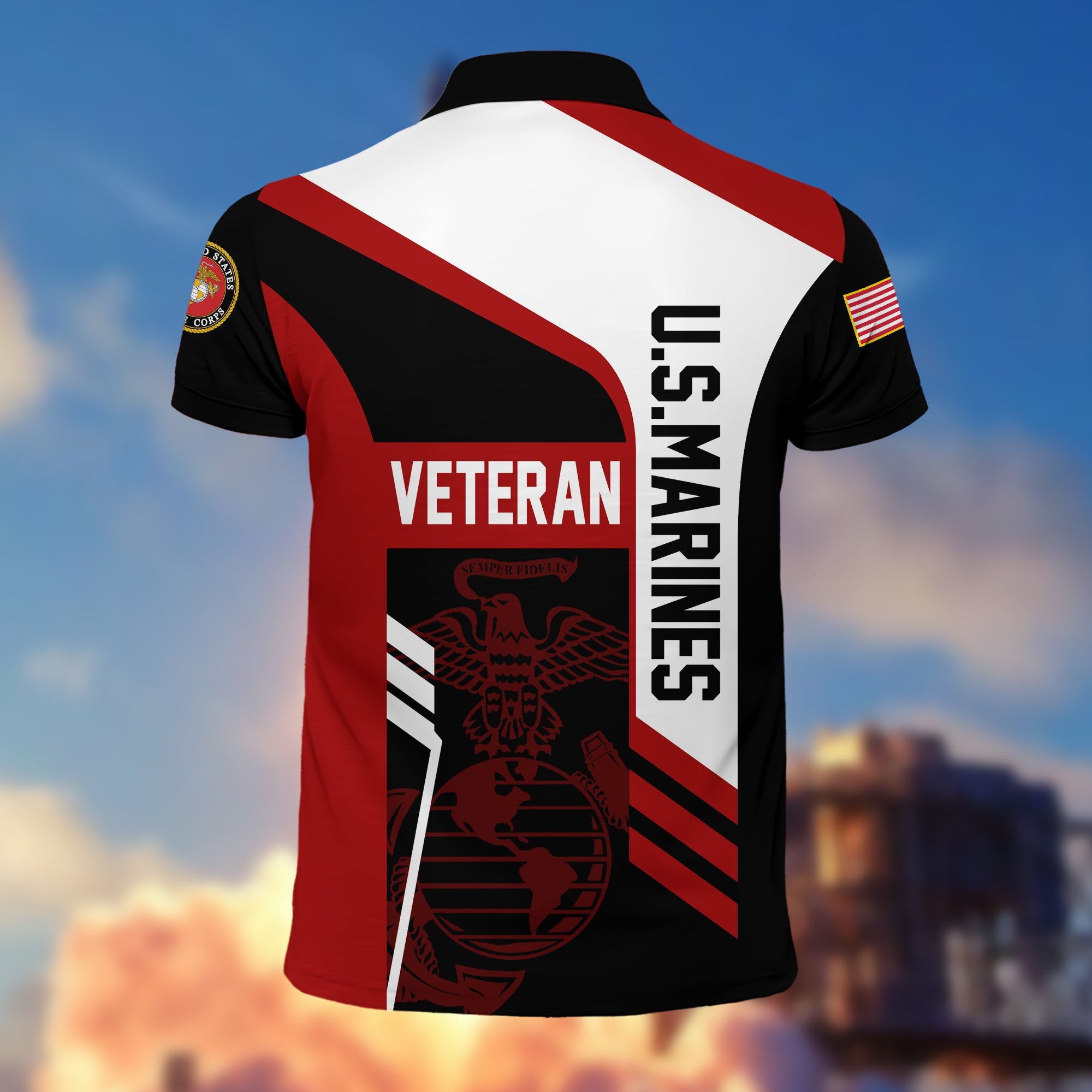 Premium US Veterans Polo Shirt, Gifts For Dad, For Husband, Gifts For US Veterans, Gifts On Father's Day, Independence Day, Veterans Day.