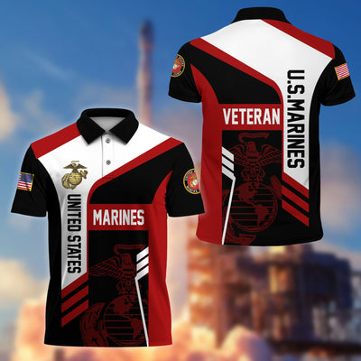 Premium US Veterans Polo Shirt, Gifts For Dad, For Husband, Gifts For US Veterans, Gifts On Father's Day, Independence Day, Veterans Day.
