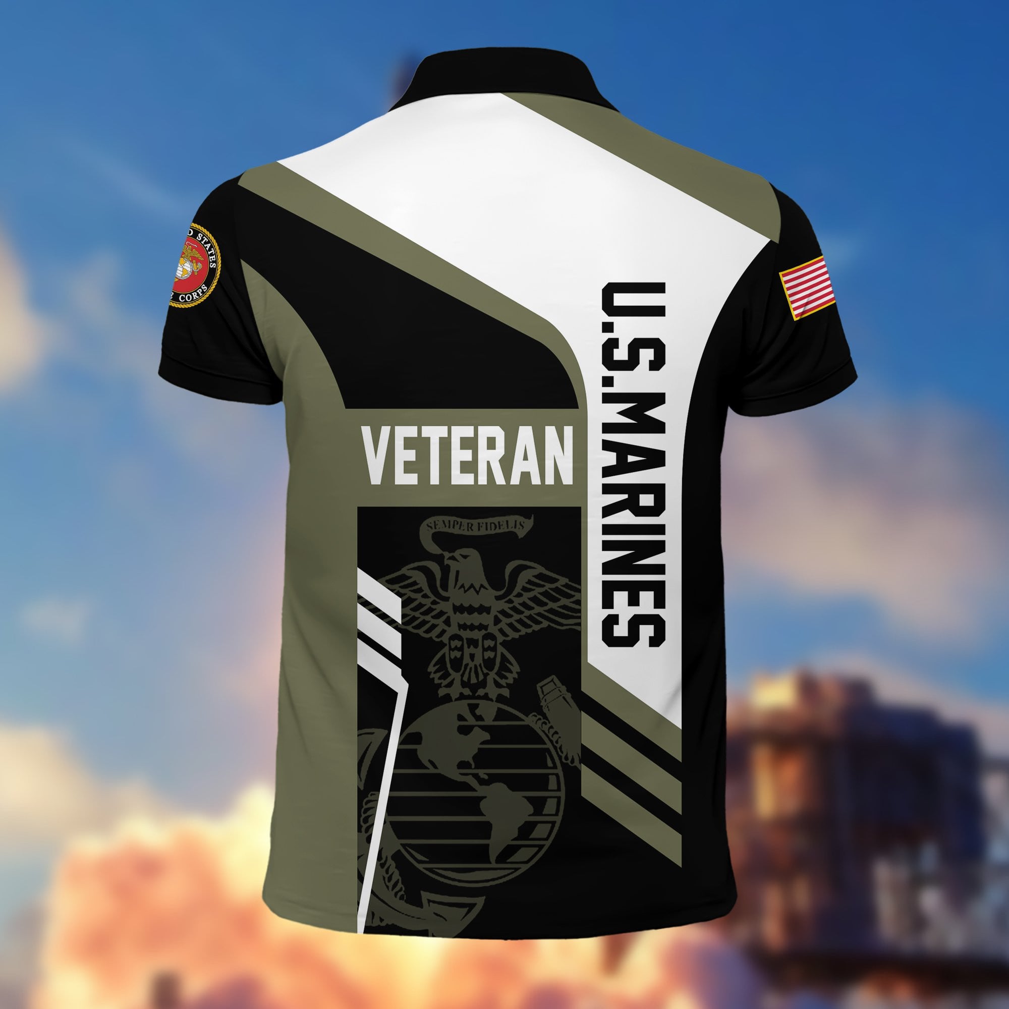 Premium US Veterans Polo Shirt, Gifts For Dad, For Husband, Gifts For US Veterans, Gifts On Father's Day, Independence Day, Veterans Day.