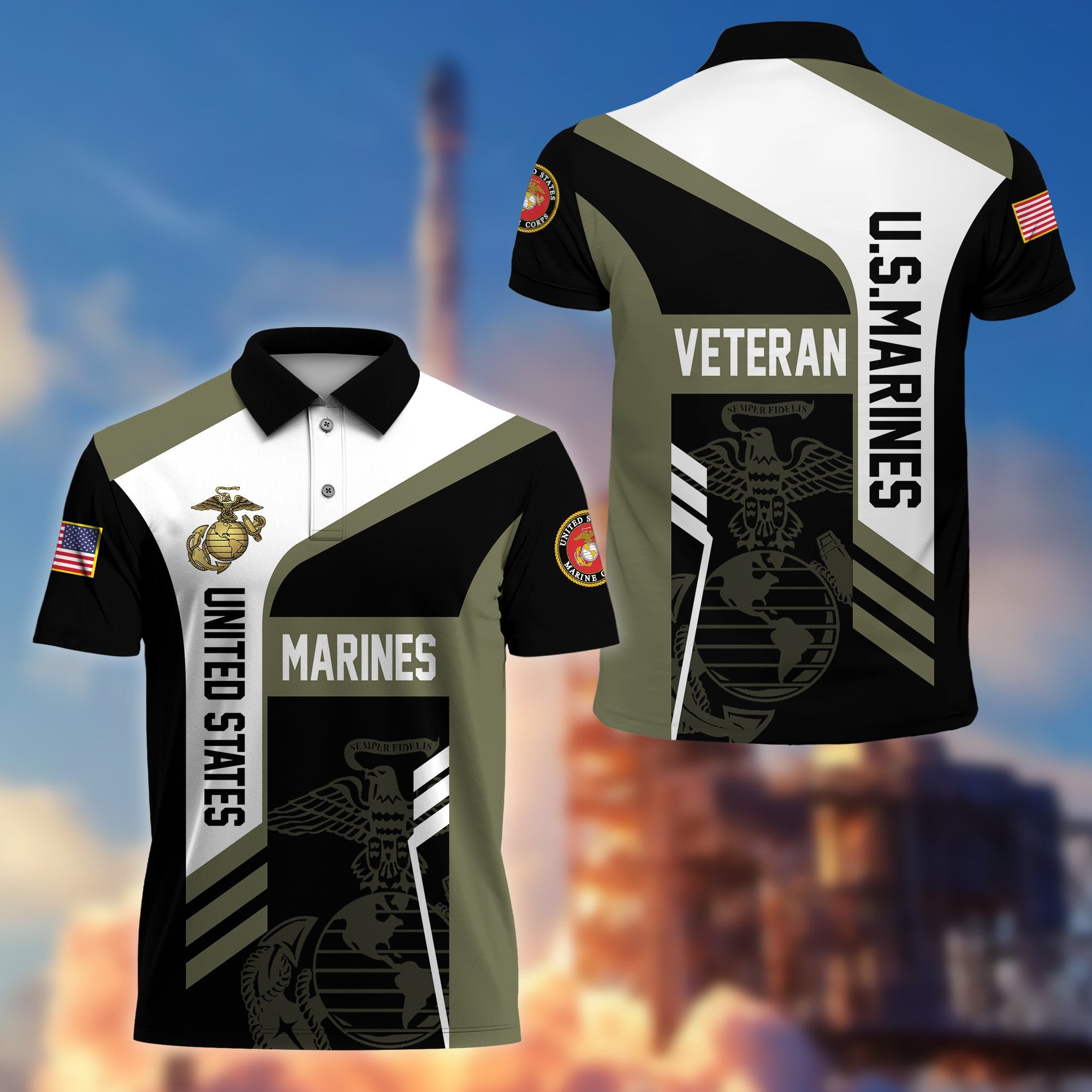 Premium US Veterans Polo Shirt, Gifts For Dad, For Husband, Gifts For US Veterans, Gifts On Father's Day, Independence Day, Veterans Day.
