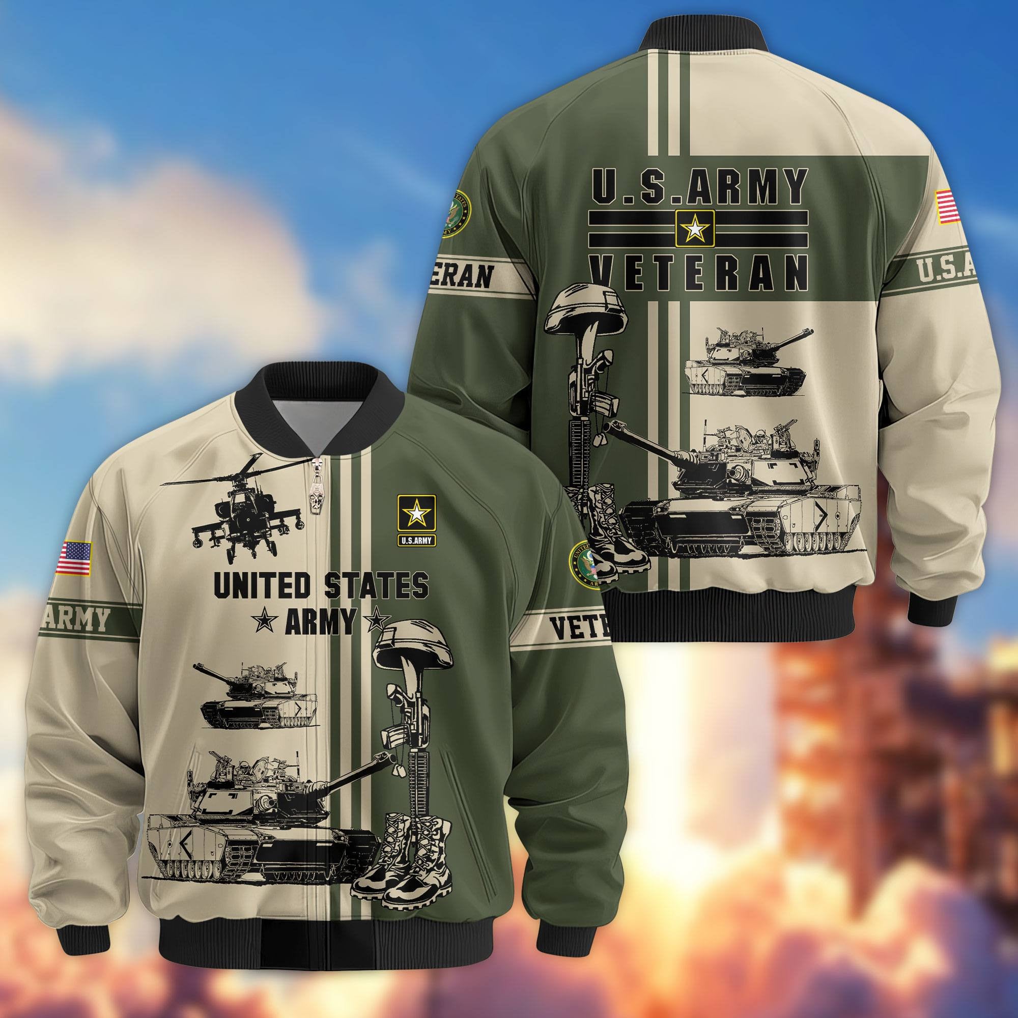 Premium US Veterans Bomber Jacket, Gifts For Dad, Gifts For US Veterans, Gifts For US Veterans, Gifts On Father's Day, Independence Day, Veterans Day.