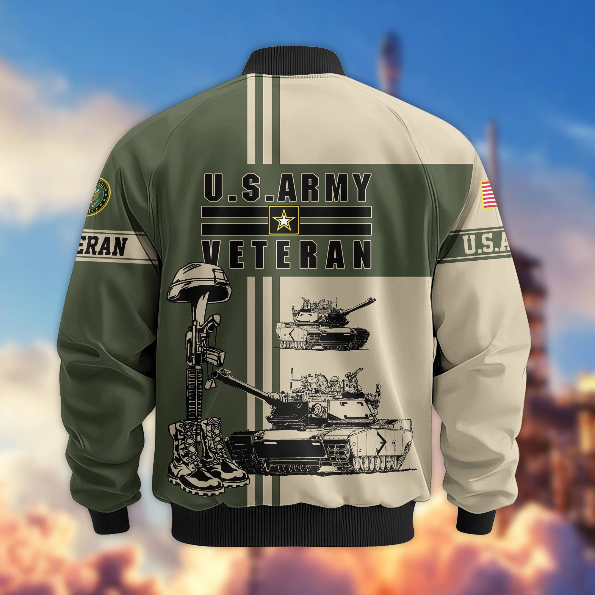 Premium US Veterans Bomber Jacket, Gifts For Dad, Gifts For US Veterans, Gifts For US Veterans, Gifts On Father's Day, Independence Day, Veterans Day.