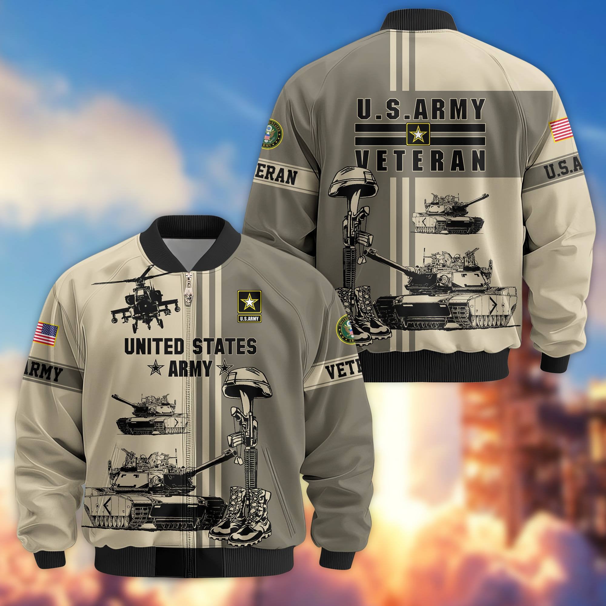 Premium US Veterans Bomber Jacket, Gifts For Dad, Gifts For US Veterans, Gifts For US Veterans, Gifts On Father's Day, Independence Day, Veterans Day.