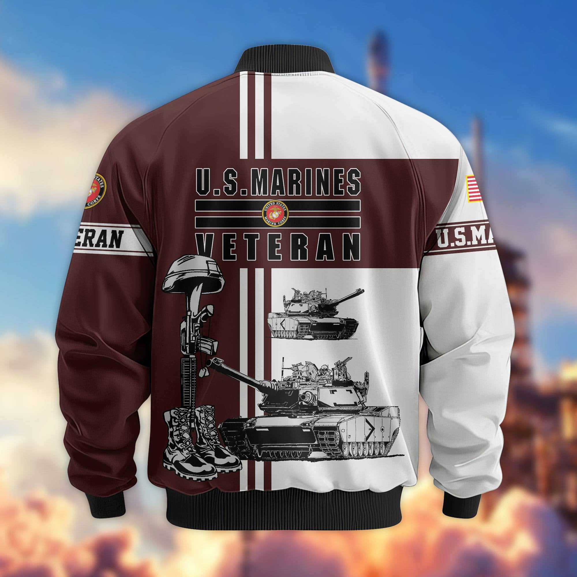 Premium US Veterans Bomber Jacket, Gifts For Dad, Gifts For US Veterans, Gifts For US Veterans, Gifts On Father's Day, Independence Day, Veterans Day.