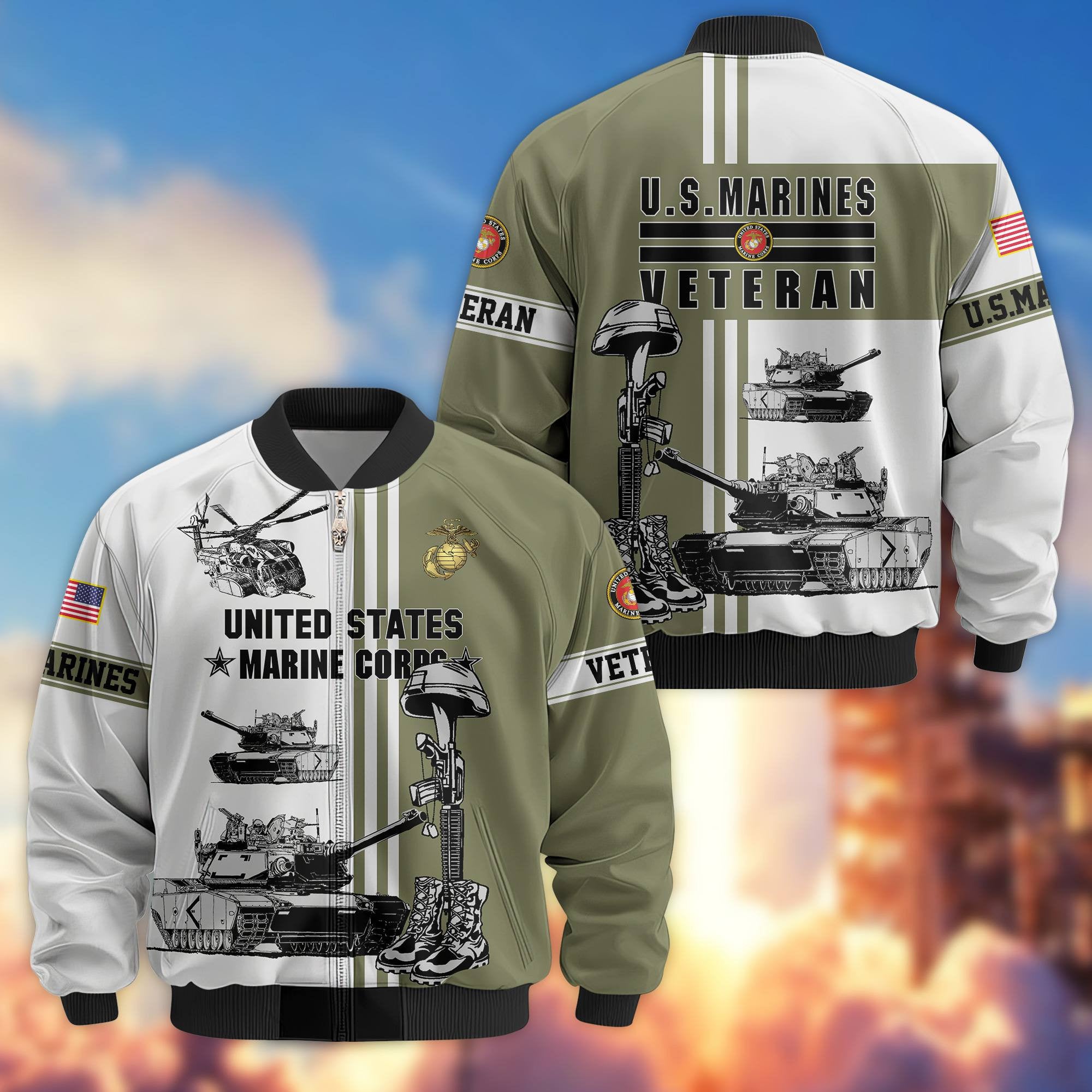 Premium US Veterans Bomber Jacket, Gifts For Dad, Gifts For US Veterans, Gifts For US Veterans, Gifts On Father's Day, Independence Day, Veterans Day.