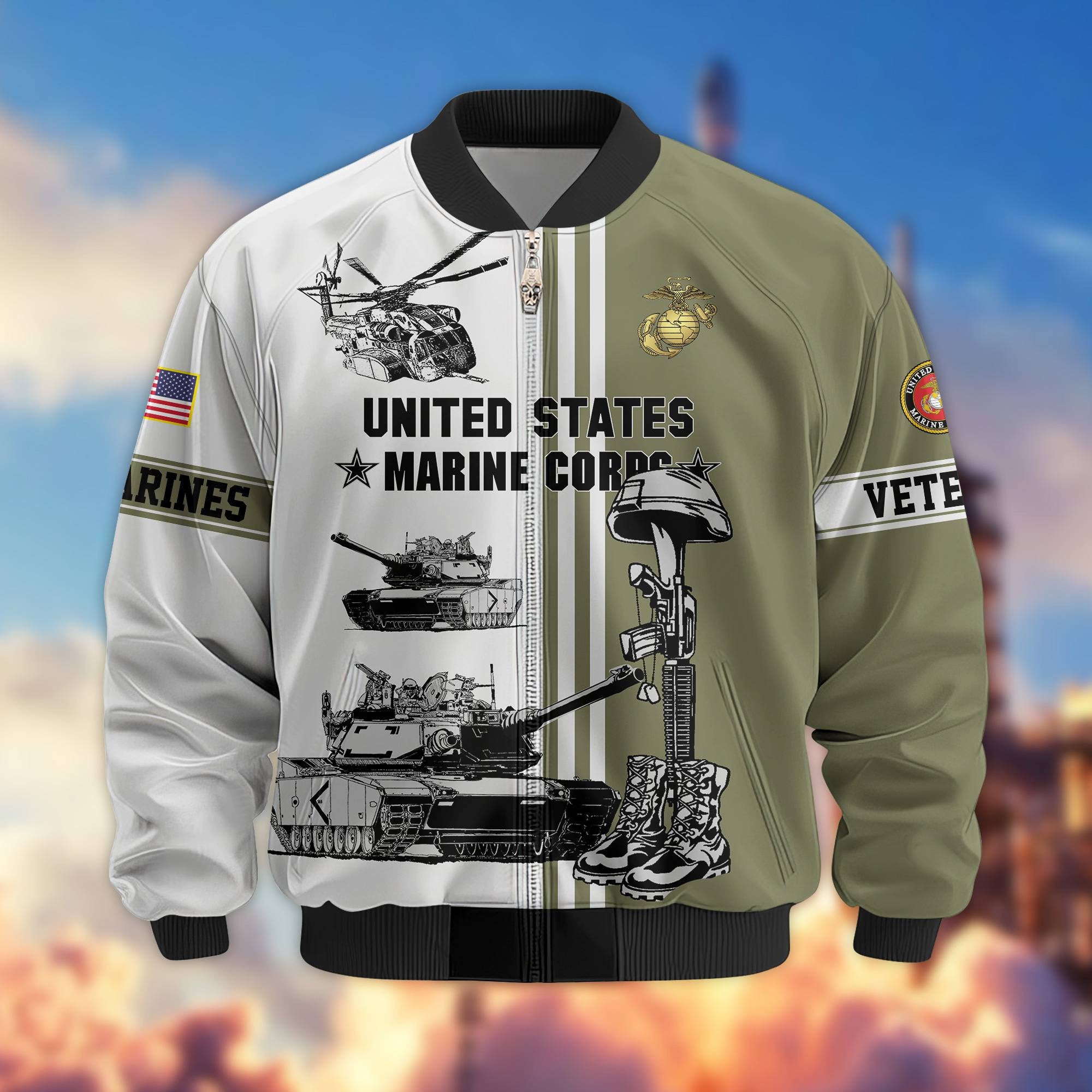 Premium US Veterans Bomber Jacket, Gifts For Dad, Gifts For US Veterans, Gifts For US Veterans, Gifts On Father's Day, Independence Day, Veterans Day.