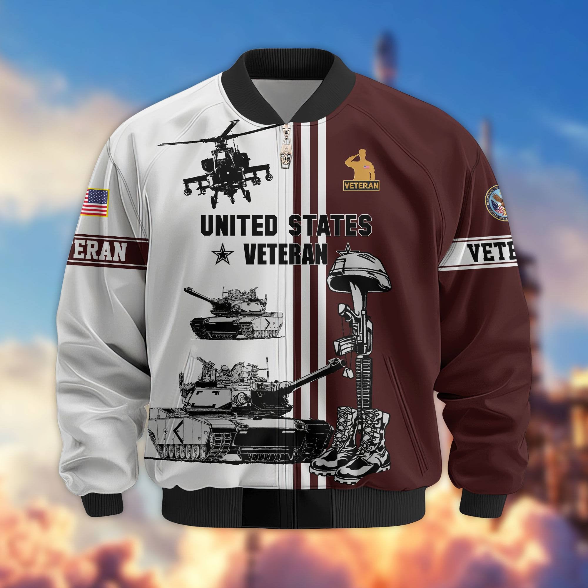 Premium US Veterans Bomber Jacket, Gifts For Dad, Gifts For US Veterans, Gifts For US Veterans, Gifts On Father's Day, Independence Day, Veterans Day.