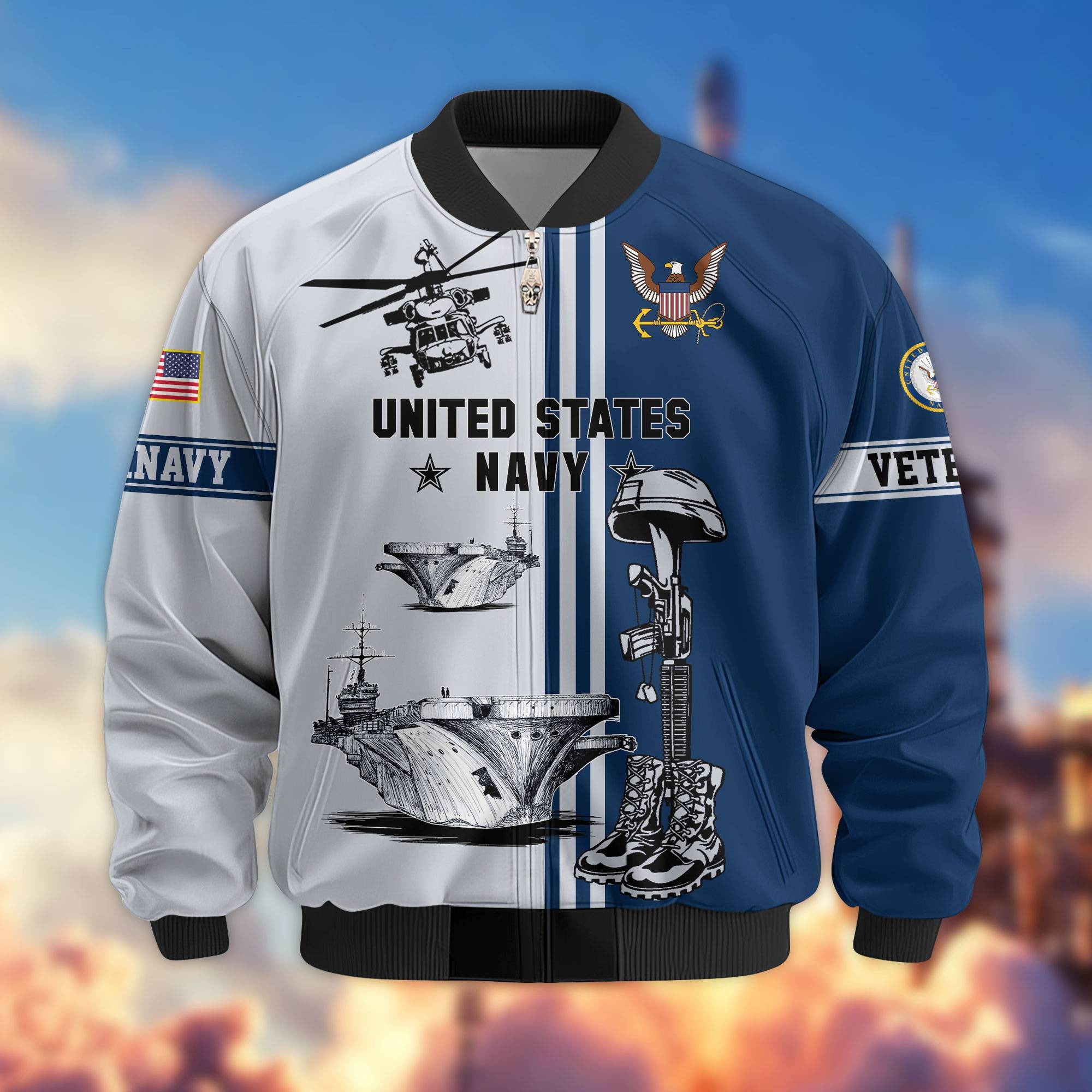 Premium US Veterans Bomber Jacket, Gifts For Dad, Gifts For US Veterans, Gifts For US Veterans, Gifts On Father's Day, Independence Day, Veterans Day.