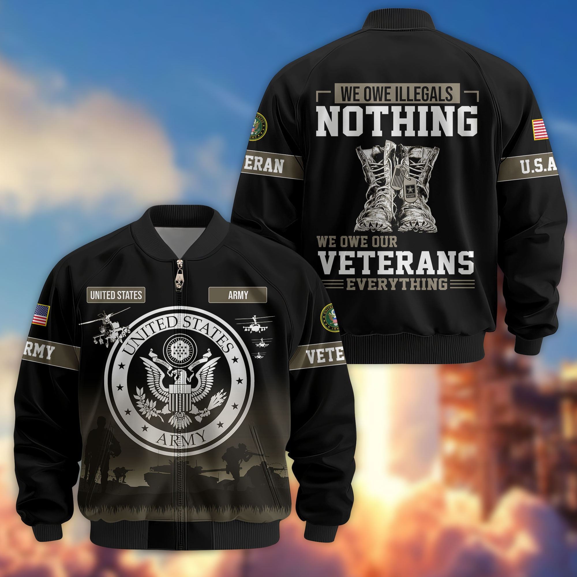 Premium US Veterans Bomber Jacket, Gifts For Dad, Gifts For US Veterans, Gifts For US Veterans, Gifts On Father's Day, Independence Day, Veterans Day.