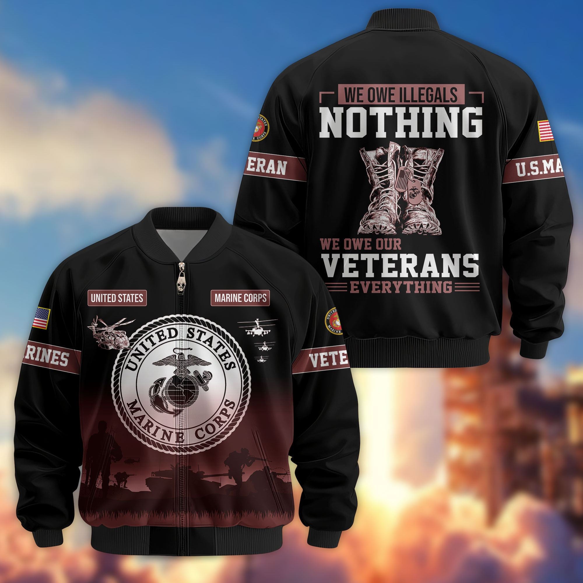 Premium US Veterans Bomber Jacket, Gifts For Dad, Gifts For US Veterans, Gifts For US Veterans, Gifts On Father's Day, Independence Day, Veterans Day.