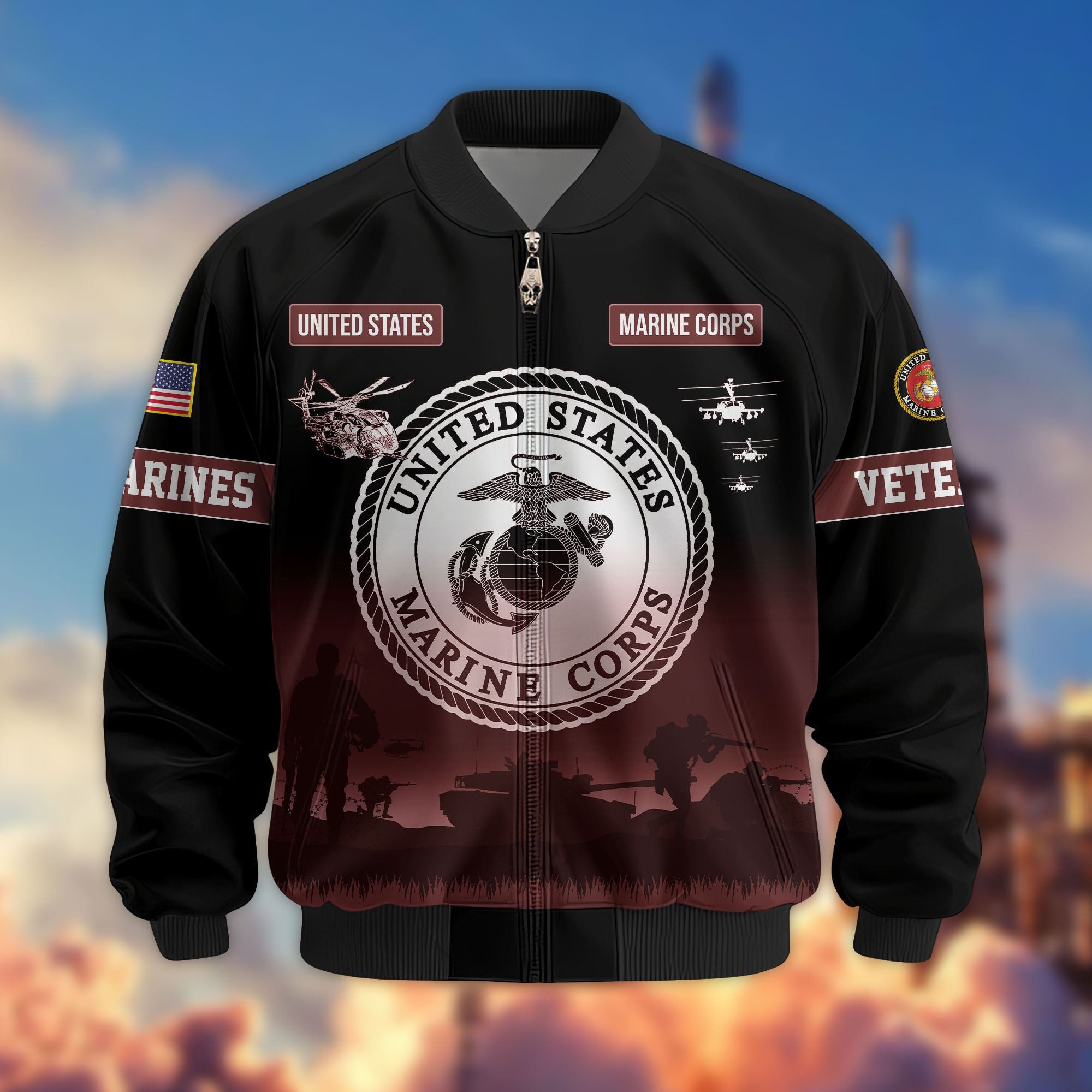 Premium US Veterans Bomber Jacket, Gifts For Dad, Gifts For US Veterans, Gifts For US Veterans, Gifts On Father's Day, Independence Day, Veterans Day.
