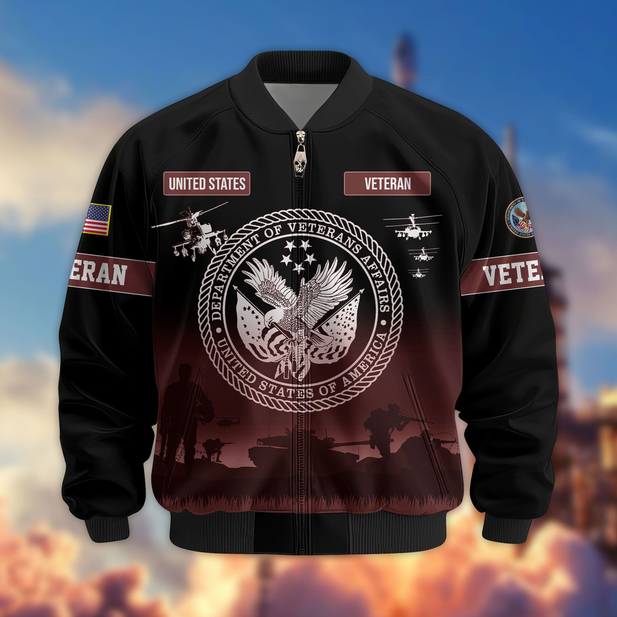 Premium US Veterans Bomber Jacket, Gifts For Dad, Gifts For US Veterans, Gifts For US Veterans, Gifts On Father's Day, Independence Day, Veterans Day.