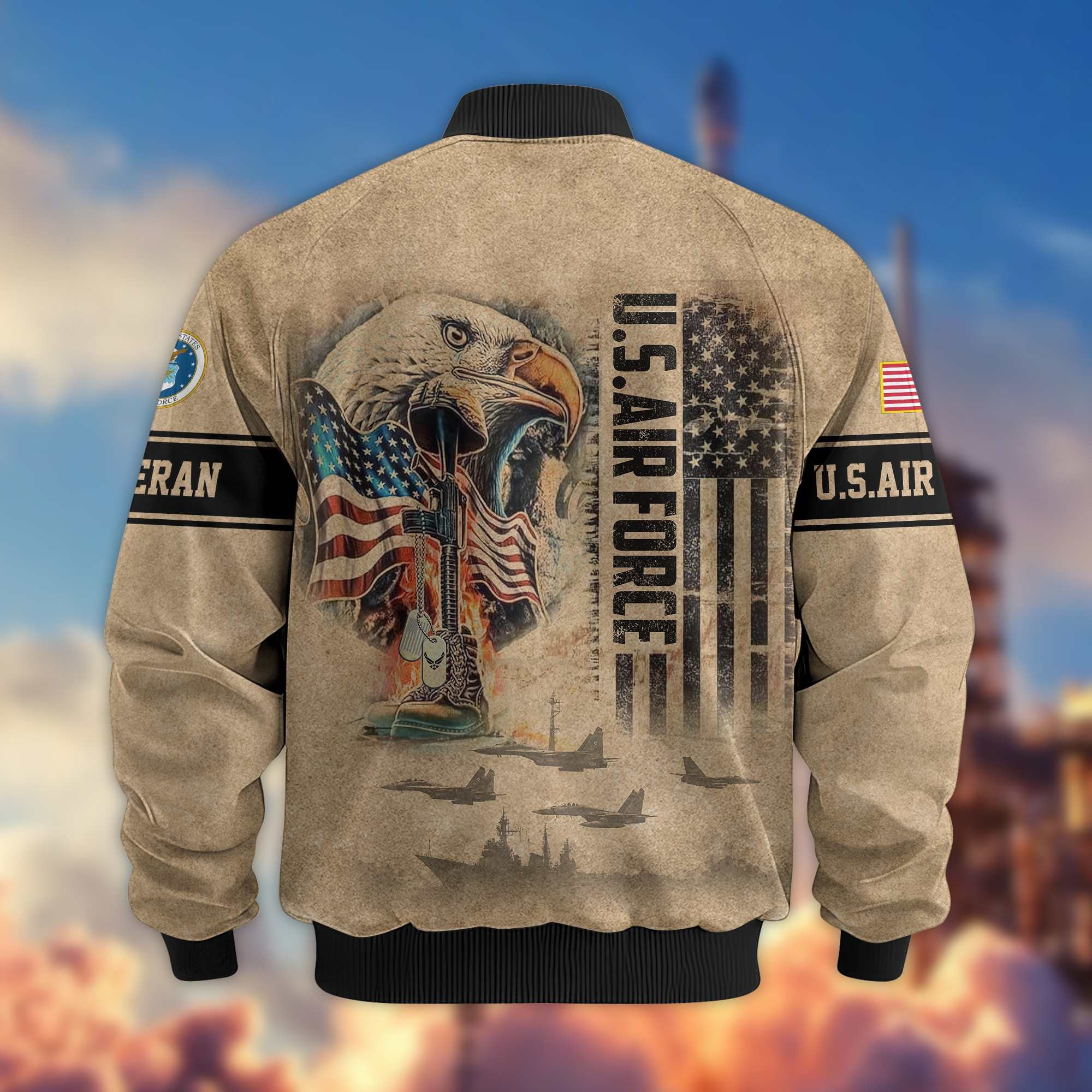 Premium US Veterans Bomer Jackets, Gifts For US Veterans, Gifts On Father's Day, Armed Forces Day, Independence Day, Veterans Day.