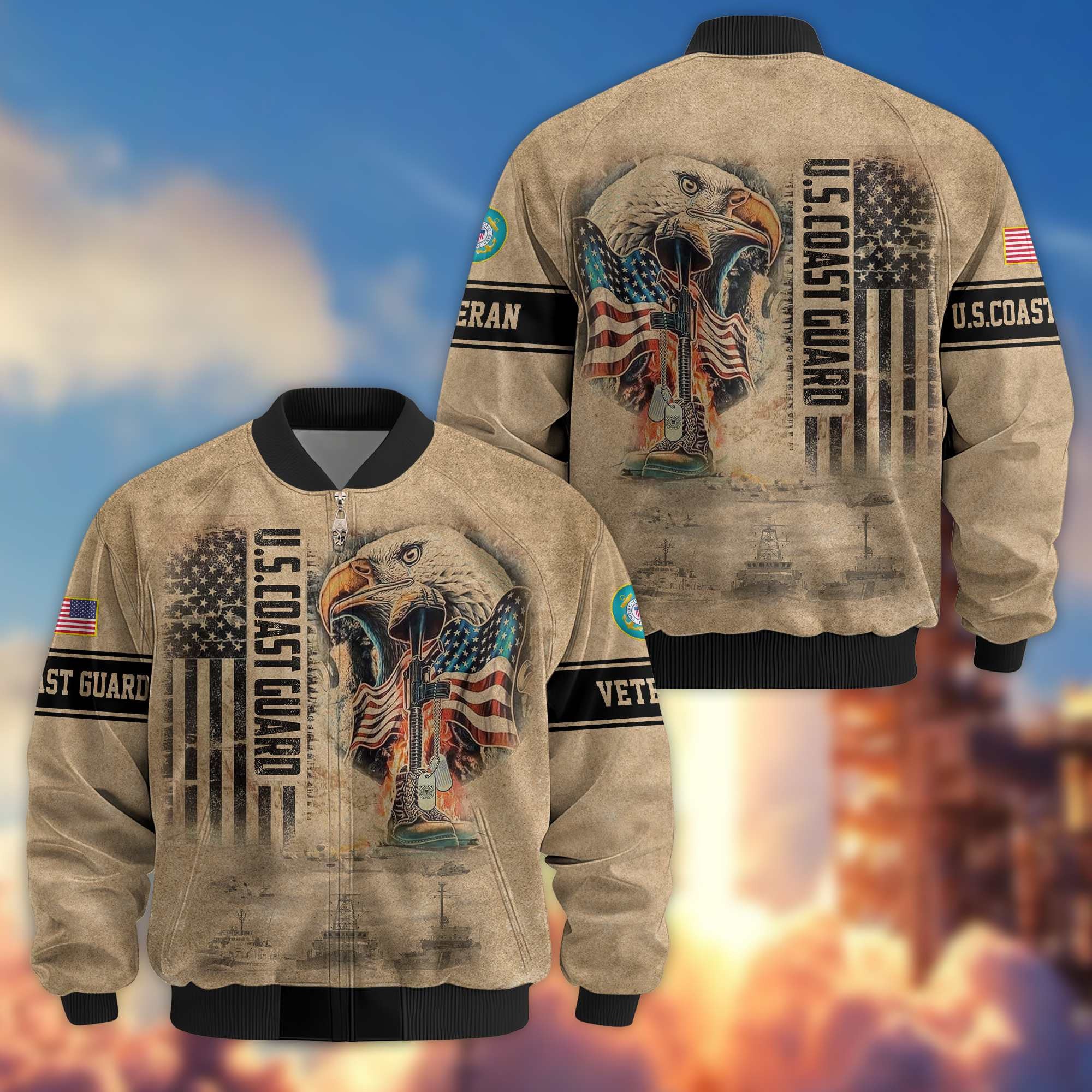 Premium US Veterans Bomer Jackets, Gifts For US Veterans, Gifts On Father's Day, Armed Forces Day, Independence Day, Veterans Day.