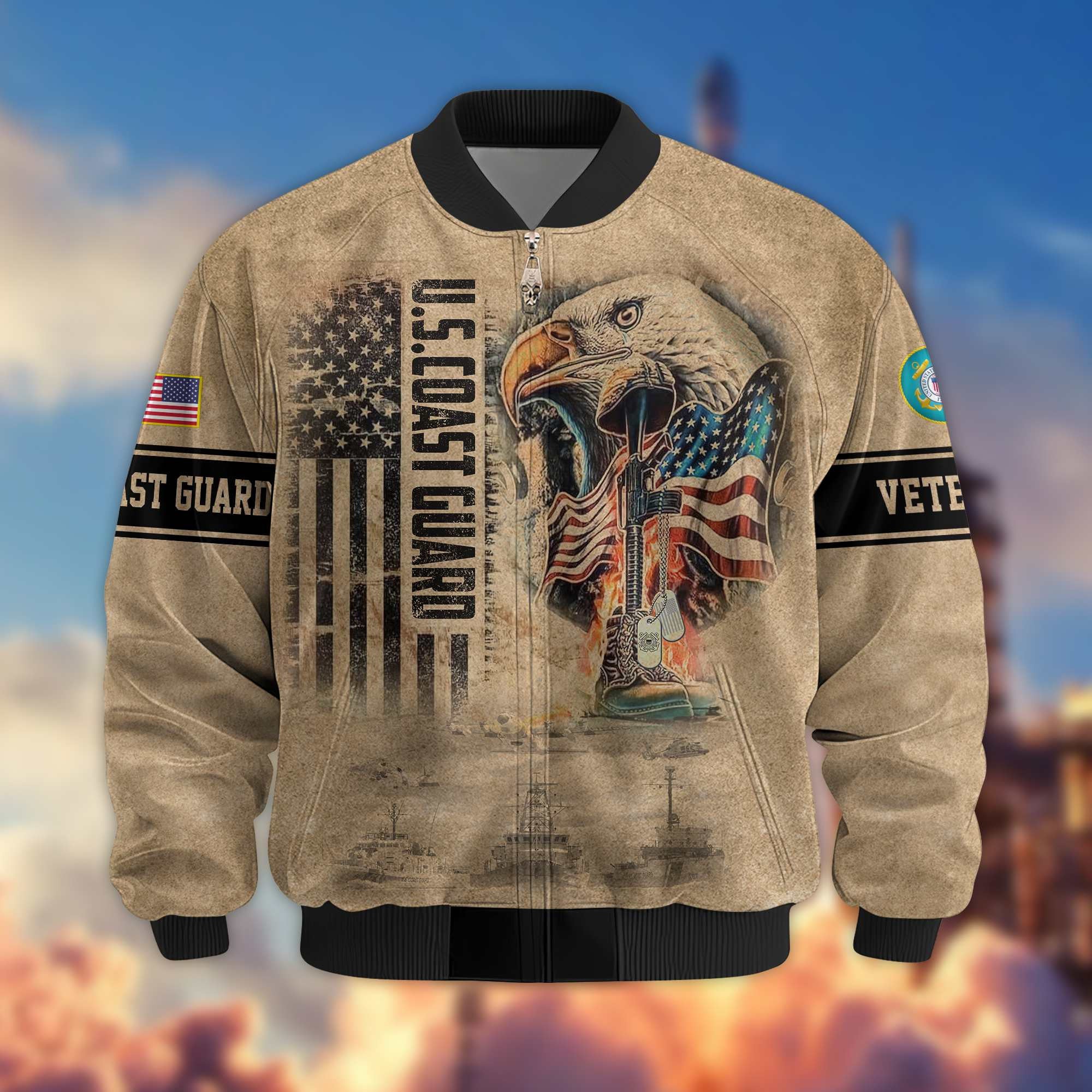 Premium US Veterans Bomer Jackets, Gifts For US Veterans, Gifts On Father's Day, Armed Forces Day, Independence Day, Veterans Day.