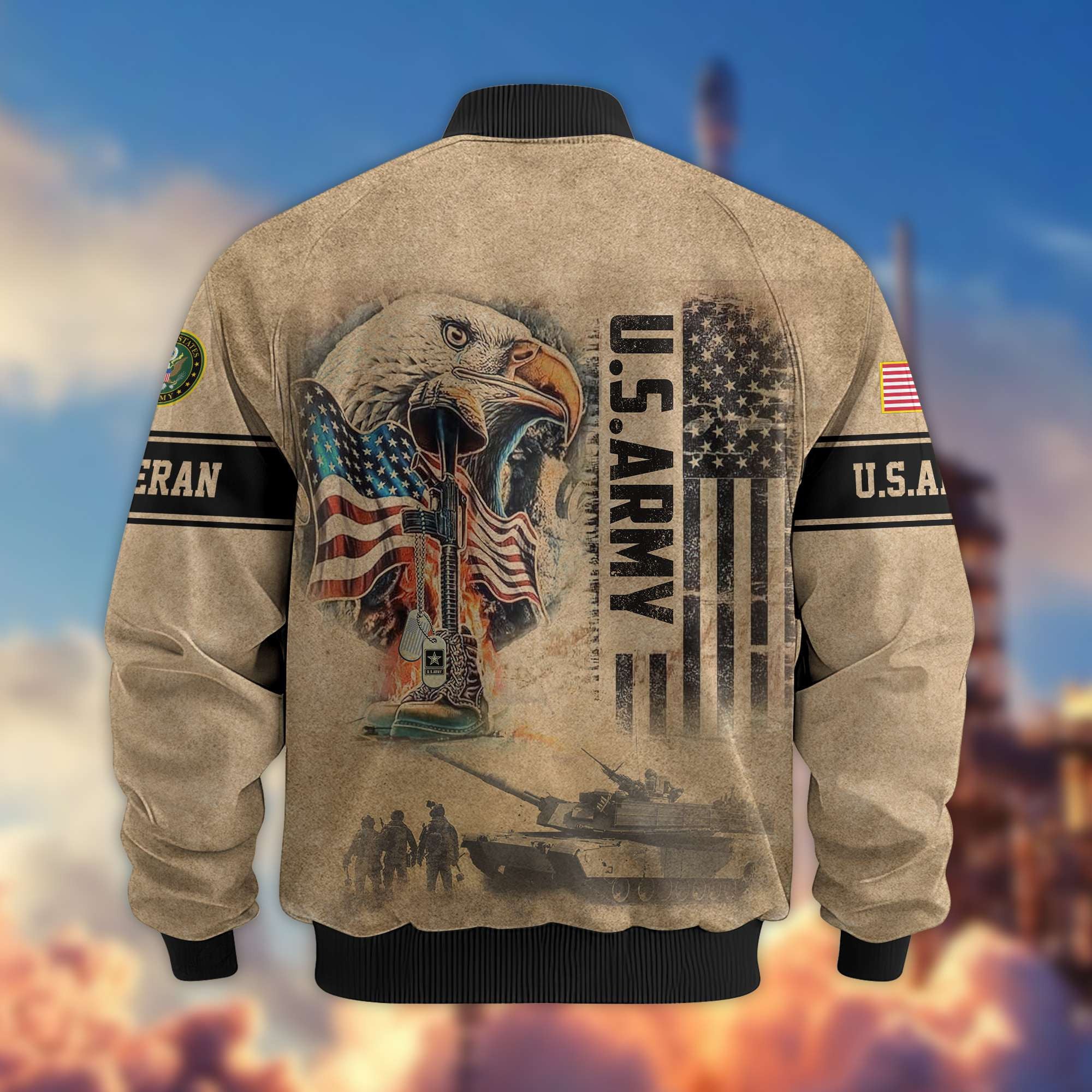Premium US Veterans Bomer Jackets, Gifts For US Veterans, Gifts On Father's Day, Armed Forces Day, Independence Day, Veterans Day.