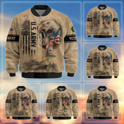 Premium US Veterans Bomer Jackets, Gifts For US Veterans, Gifts On Father's Day, Armed Forces Day, Independence Day, Veterans Day.