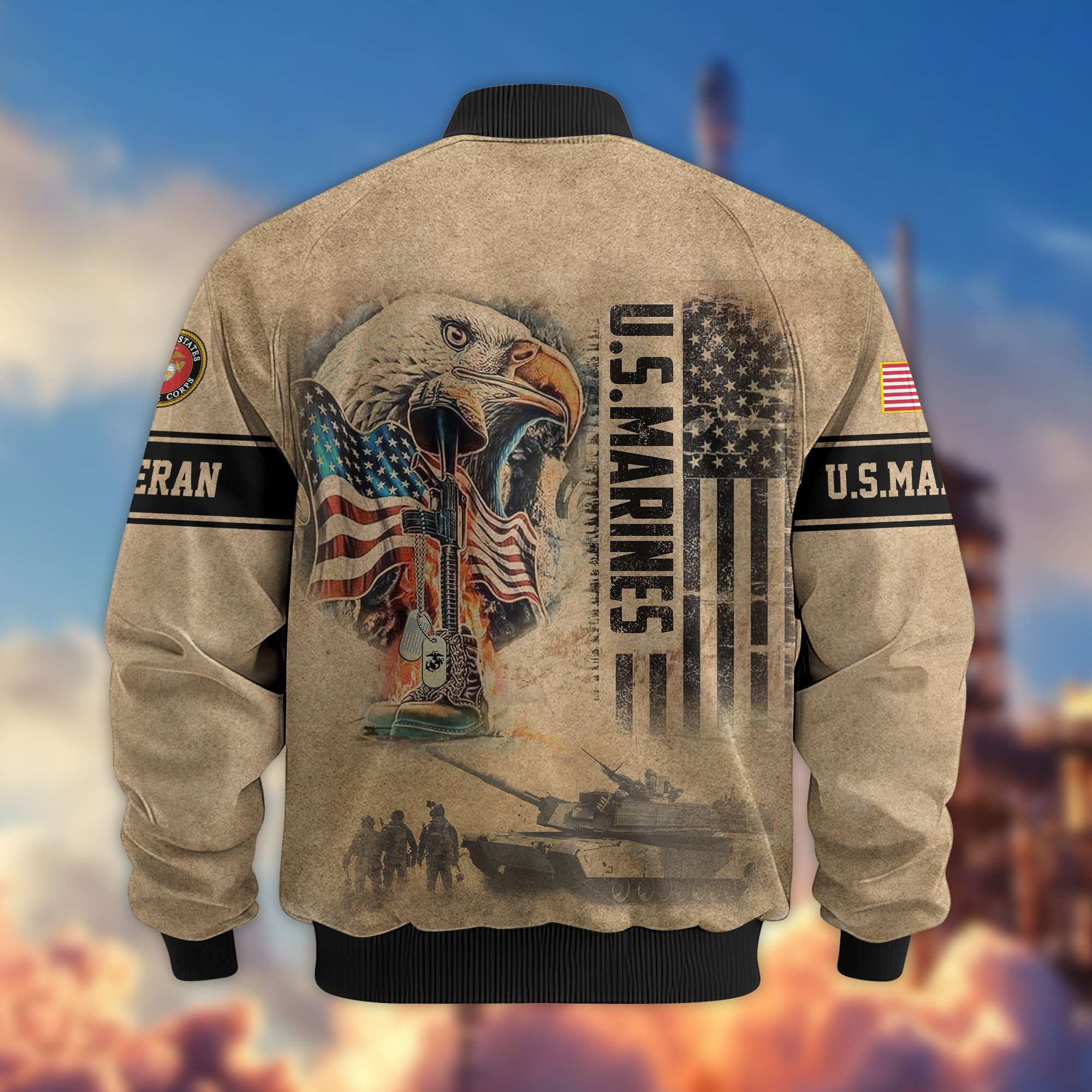 Premium US Veterans Bomer Jackets, Gifts For US Veterans, Gifts On Father's Day, Armed Forces Day, Independence Day, Veterans Day.