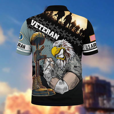 Premium US Veterans Polo Shirt, Gifts For Dad, For Husband, Gifts For US Veterans, Gifts On Father's Day, Independence Day, Veterans Day.