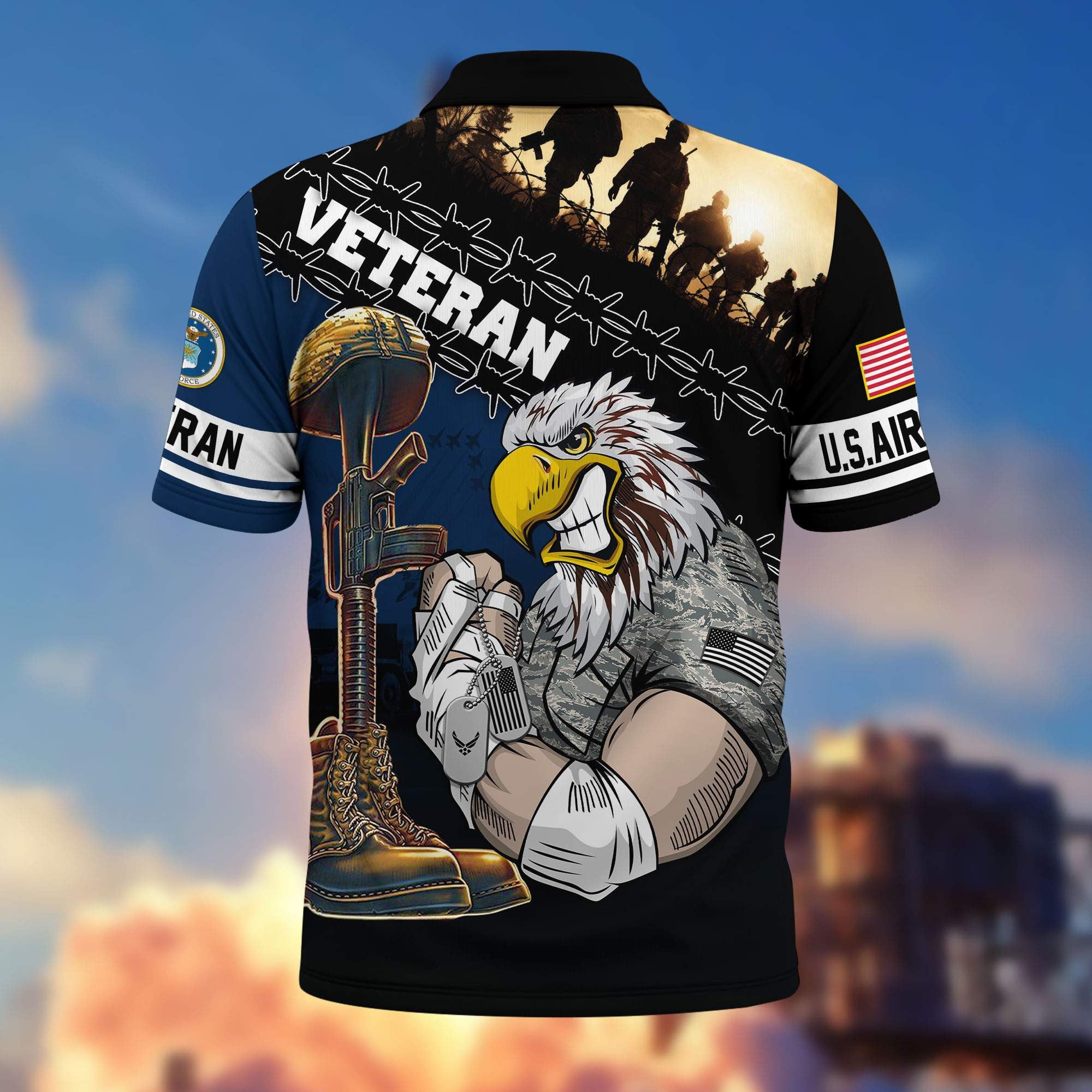 Premium US Veterans Polo Shirt, Gifts For Dad, For Husband, Gifts For US Veterans, Gifts On Father's Day, Independence Day, Veterans Day.