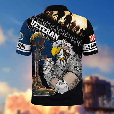 Premium US Veterans Polo Shirt, Gifts For Dad, For Husband, Gifts For US Veterans, Gifts On Father's Day, Independence Day, Veterans Day.