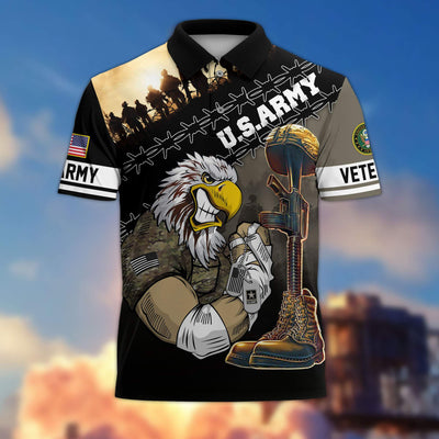 Premium US Veterans Polo Shirt, Gifts For Dad, For Husband, Gifts For US Veterans, Gifts On Father's Day, Independence Day, Veterans Day.