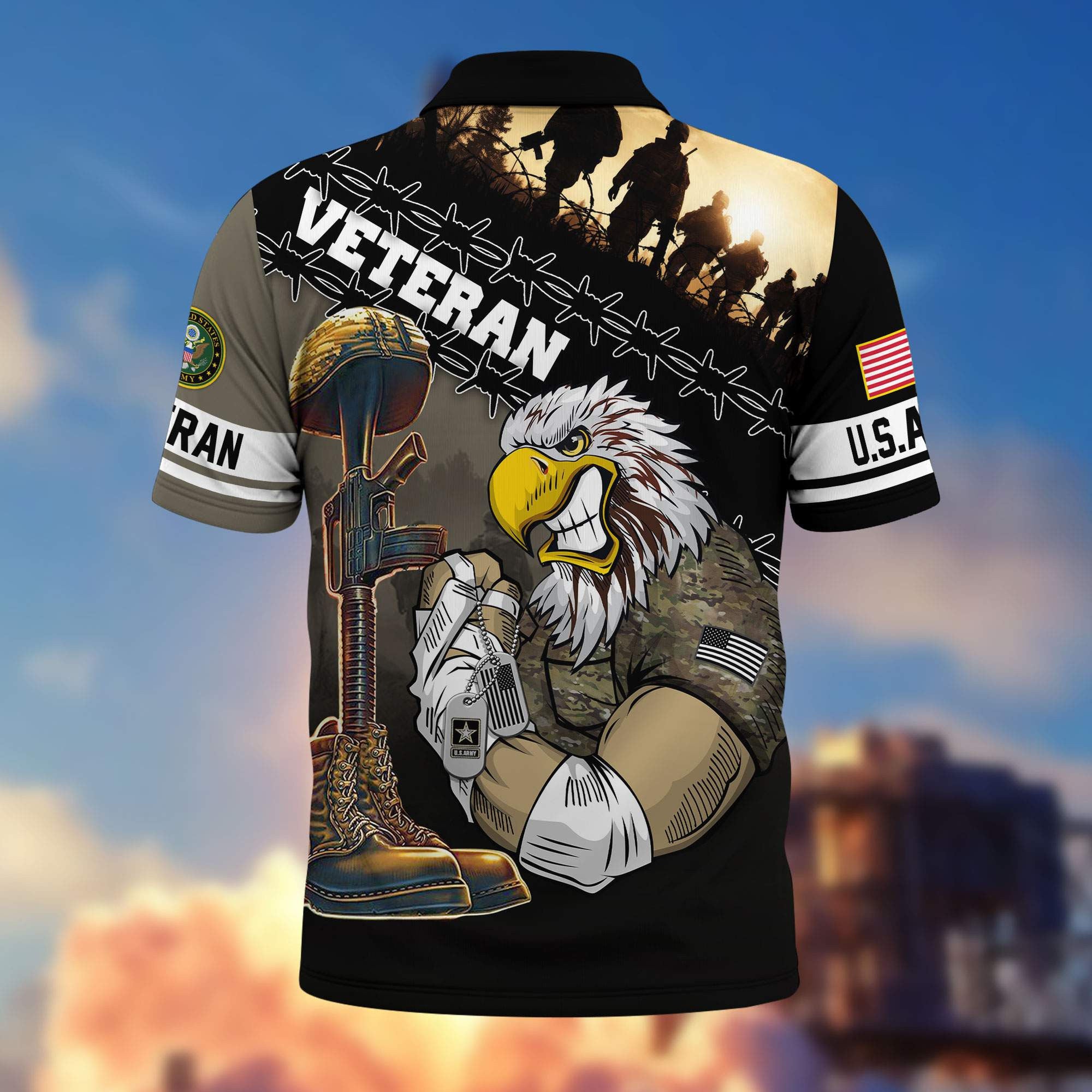 Premium US Veterans Polo Shirt, Gifts For Dad, For Husband, Gifts For US Veterans, Gifts On Father's Day, Independence Day, Veterans Day.