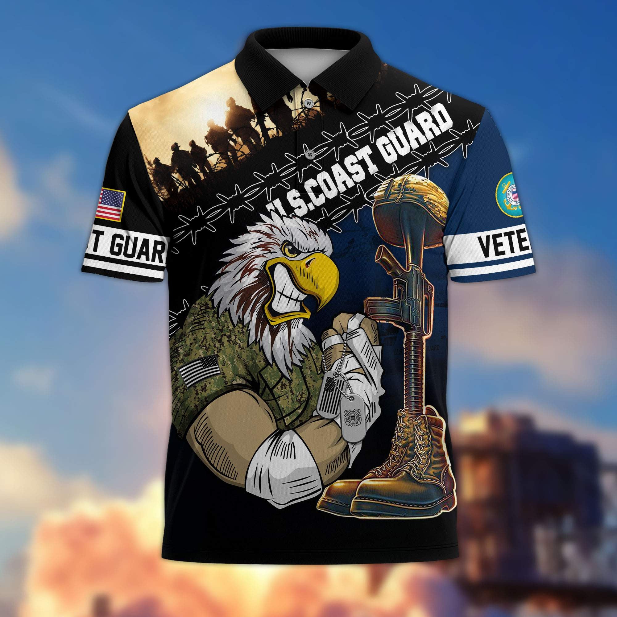 Premium US Veterans Polo Shirt, Gifts For Dad, For Husband, Gifts For US Veterans, Gifts On Father's Day, Independence Day, Veterans Day.