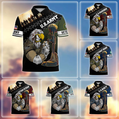 Premium US Veterans Polo Shirt, Gifts For Dad, For Husband, Gifts For US Veterans, Gifts On Father's Day, Independence Day, Veterans Day.