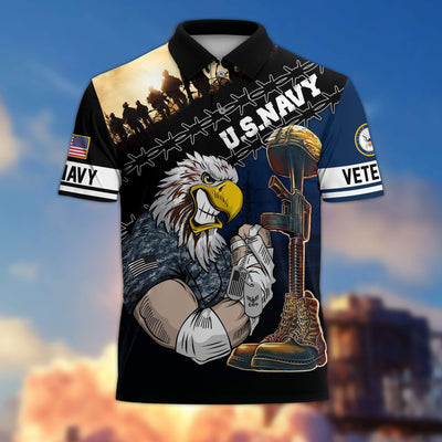 Premium US Veterans Polo Shirt, Gifts For Dad, For Husband, Gifts For US Veterans, Gifts On Father's Day, Independence Day, Veterans Day.