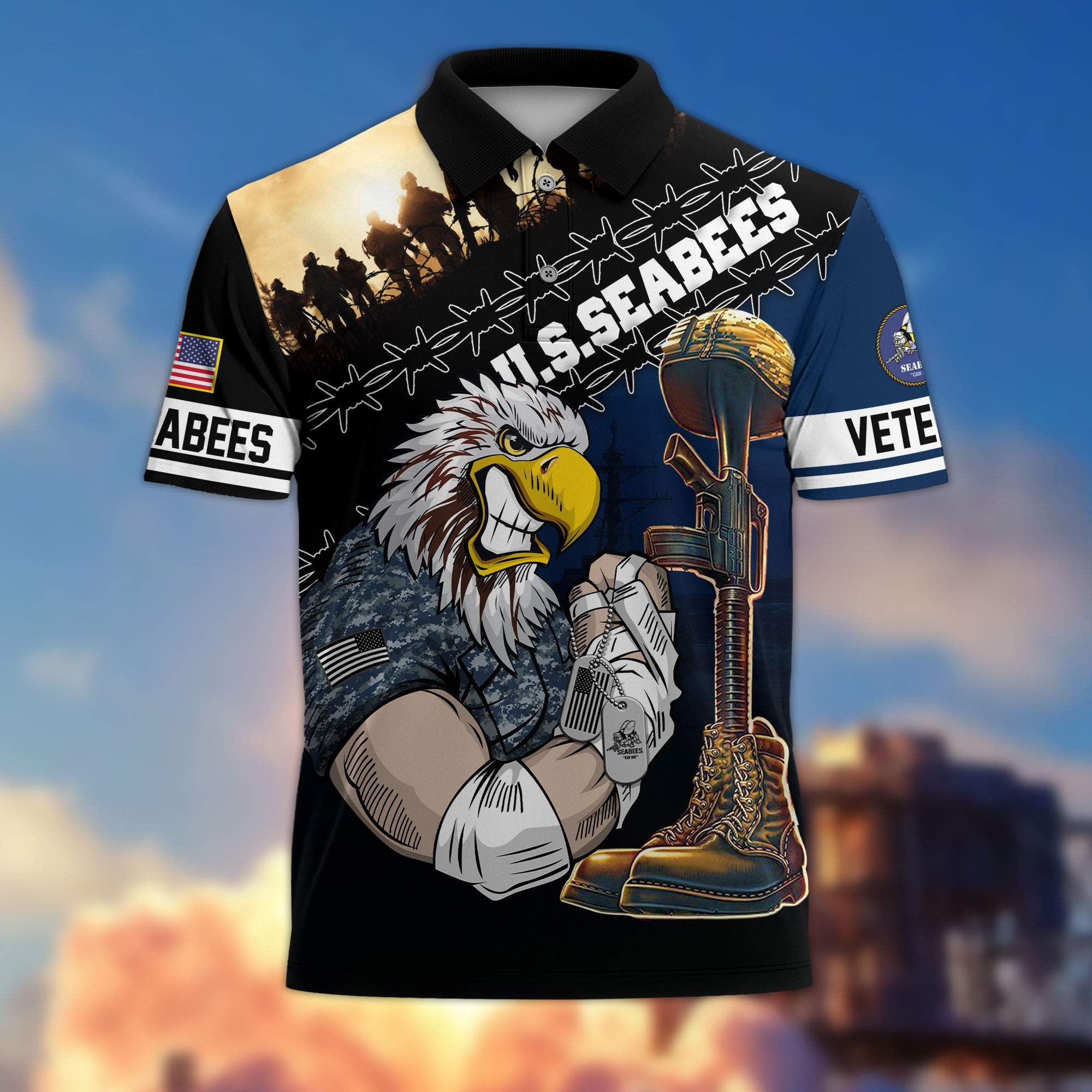 Premium US Veterans Polo Shirt, Gifts For Dad, For Husband, Gifts For US Veterans, Gifts On Father's Day, Independence Day, Veterans Day.