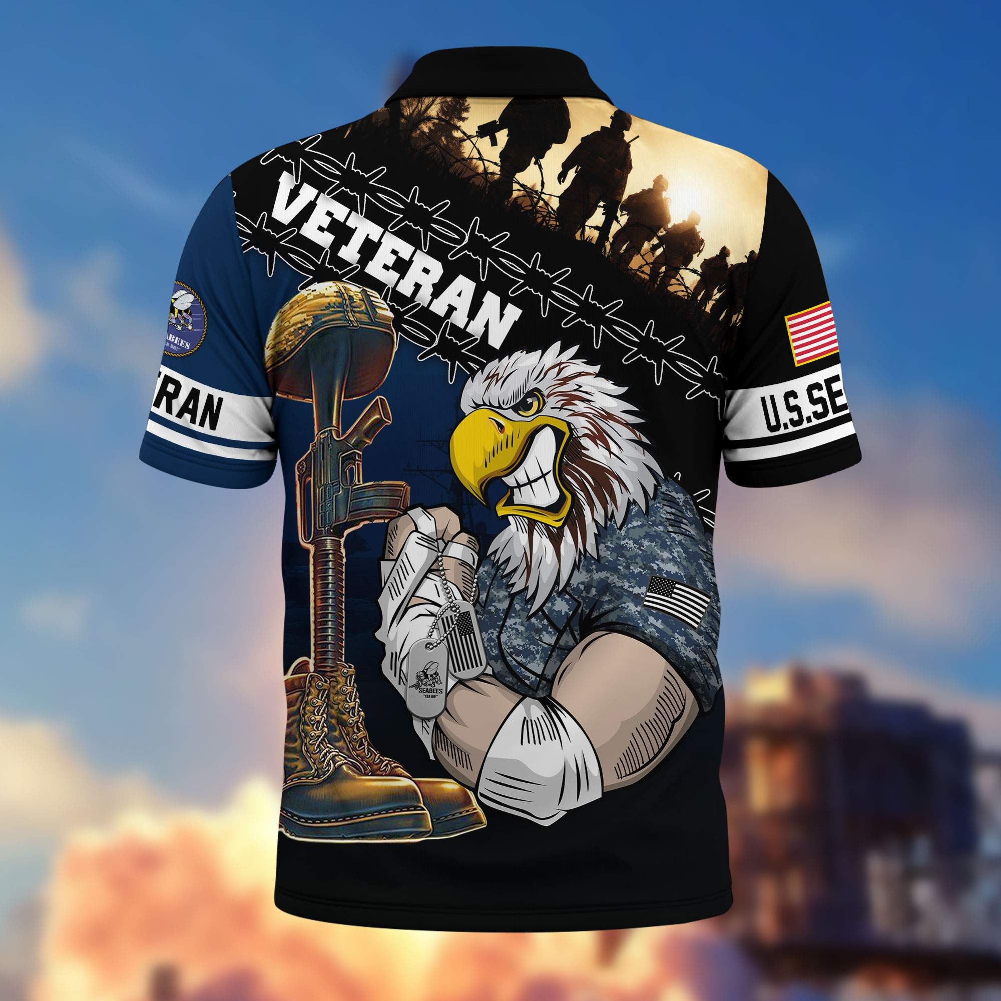Premium US Veterans Polo Shirt, Gifts For Dad, For Husband, Gifts For US Veterans, Gifts On Father's Day, Independence Day, Veterans Day.