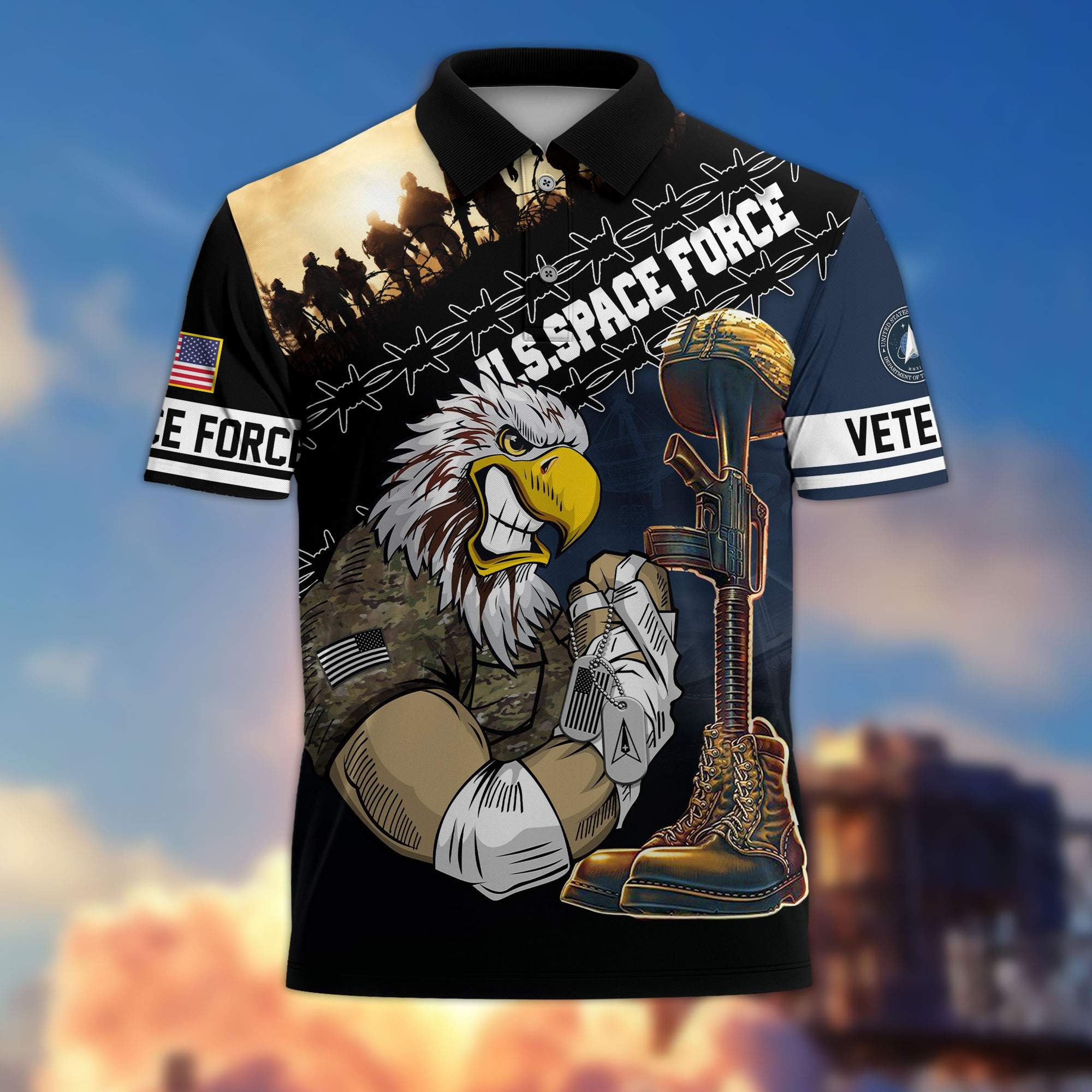 Premium US Veterans Polo Shirt, Gifts For Dad, For Husband, Gifts For US Veterans, Gifts On Father's Day, Independence Day, Veterans Day.