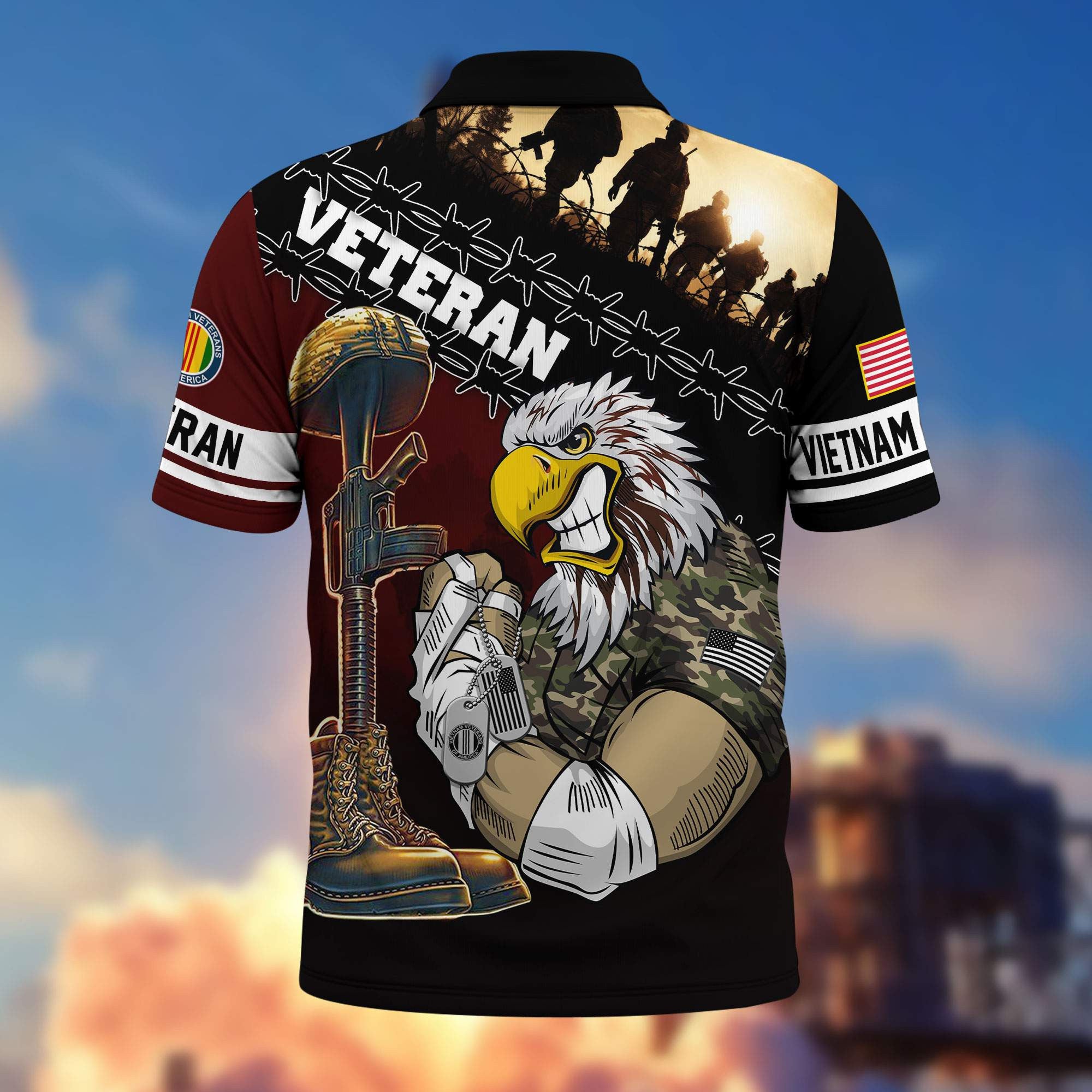 Premium US Veterans Polo Shirt, Gifts For Dad, For Husband, Gifts For US Veterans, Gifts On Father's Day, Independence Day, Veterans Day.