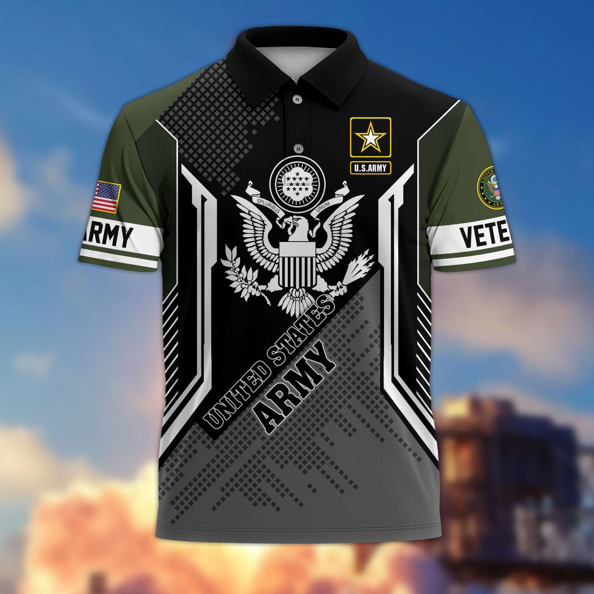 Premium US Veterans Polo Shirt, Gifts For Dad, For Husband, Gifts For US Veterans, Gifts On Father's Day, Independence Day, Veterans Day.