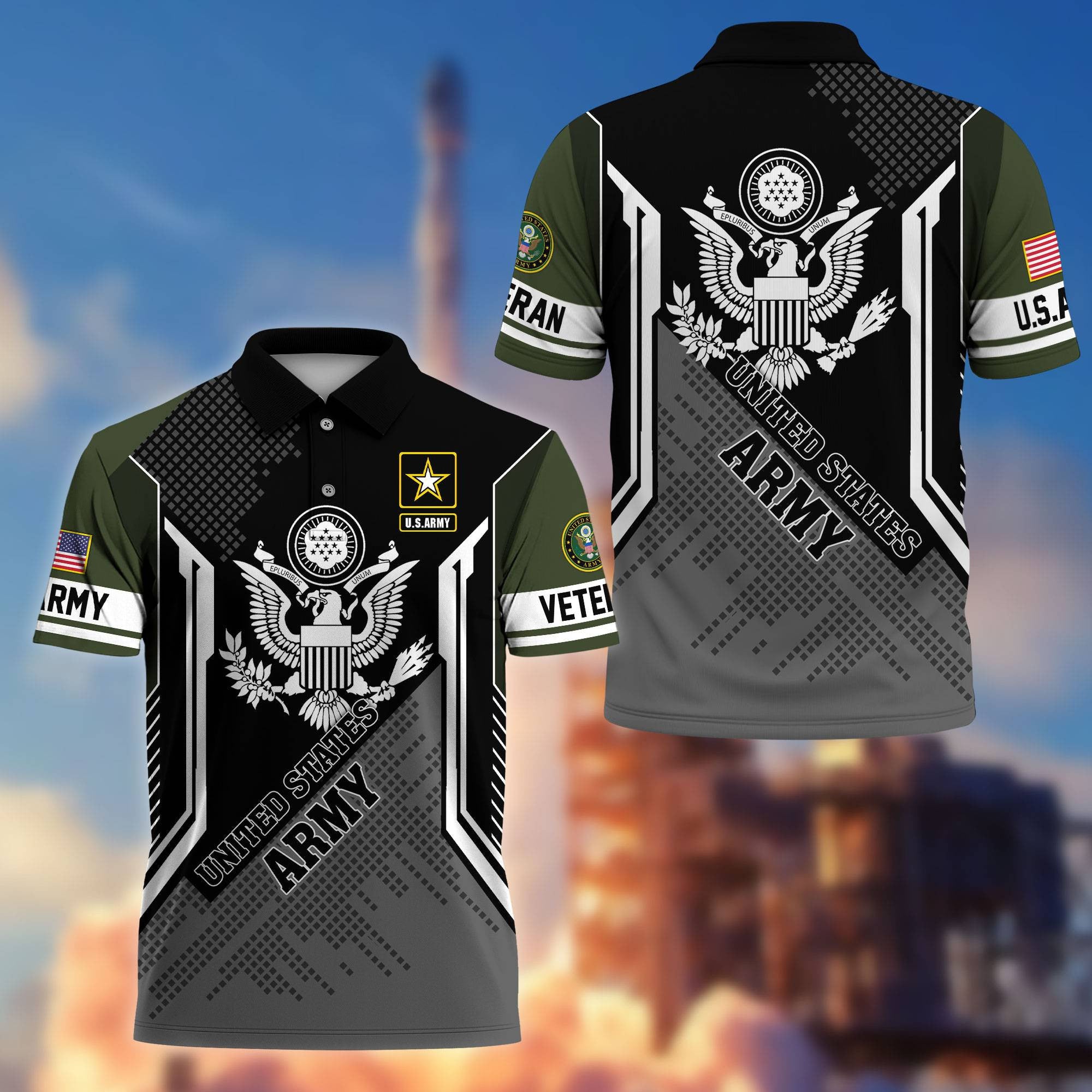 Premium US Veterans Polo Shirt, Gifts For Dad, For Husband, Gifts For US Veterans, Gifts On Father's Day, Independence Day, Veterans Day.