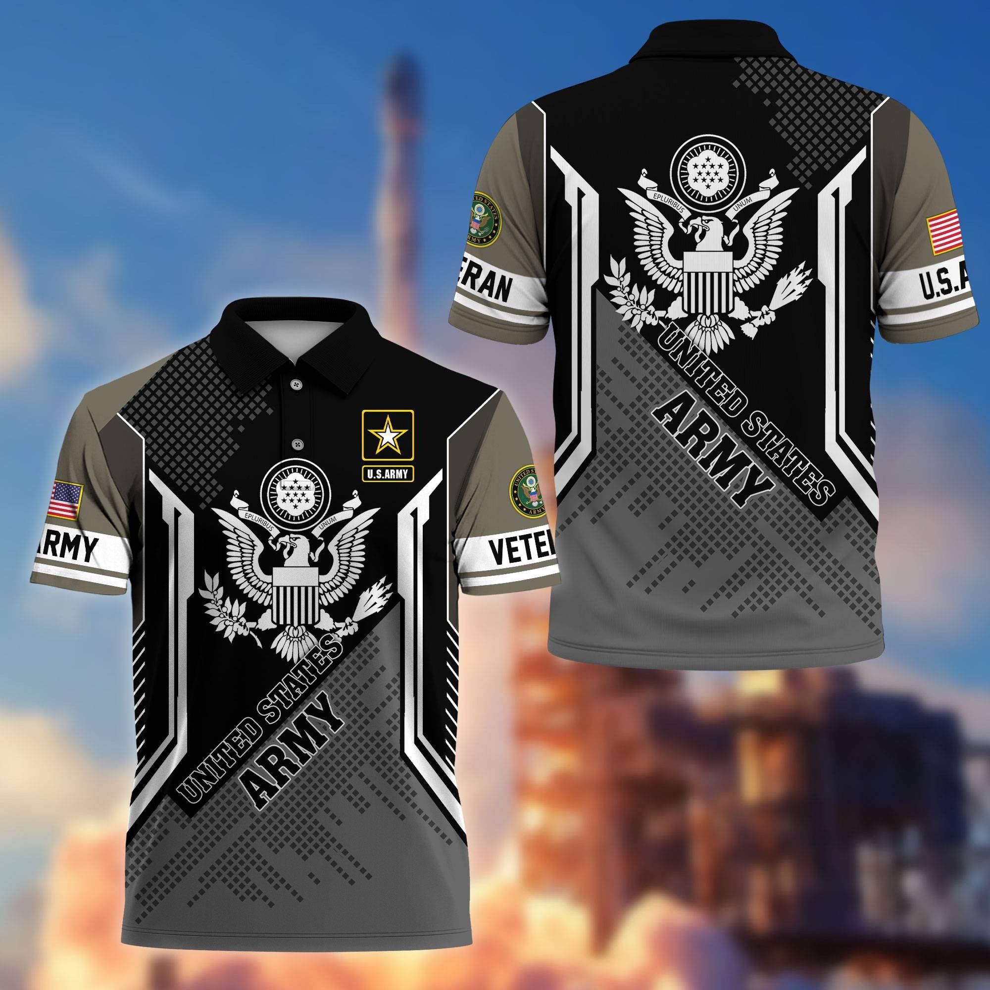 Premium US Veterans Polo Shirt, Gifts For Dad, For Husband, Gifts For US Veterans, Gifts On Father's Day, Independence Day, Veterans Day.