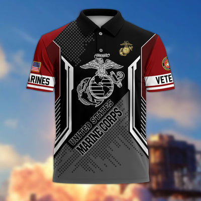 Premium US Veterans Polo Shirt, Gifts For Dad, For Husband, Gifts For US Veterans, Gifts On Father's Day, Independence Day, Veterans Day.