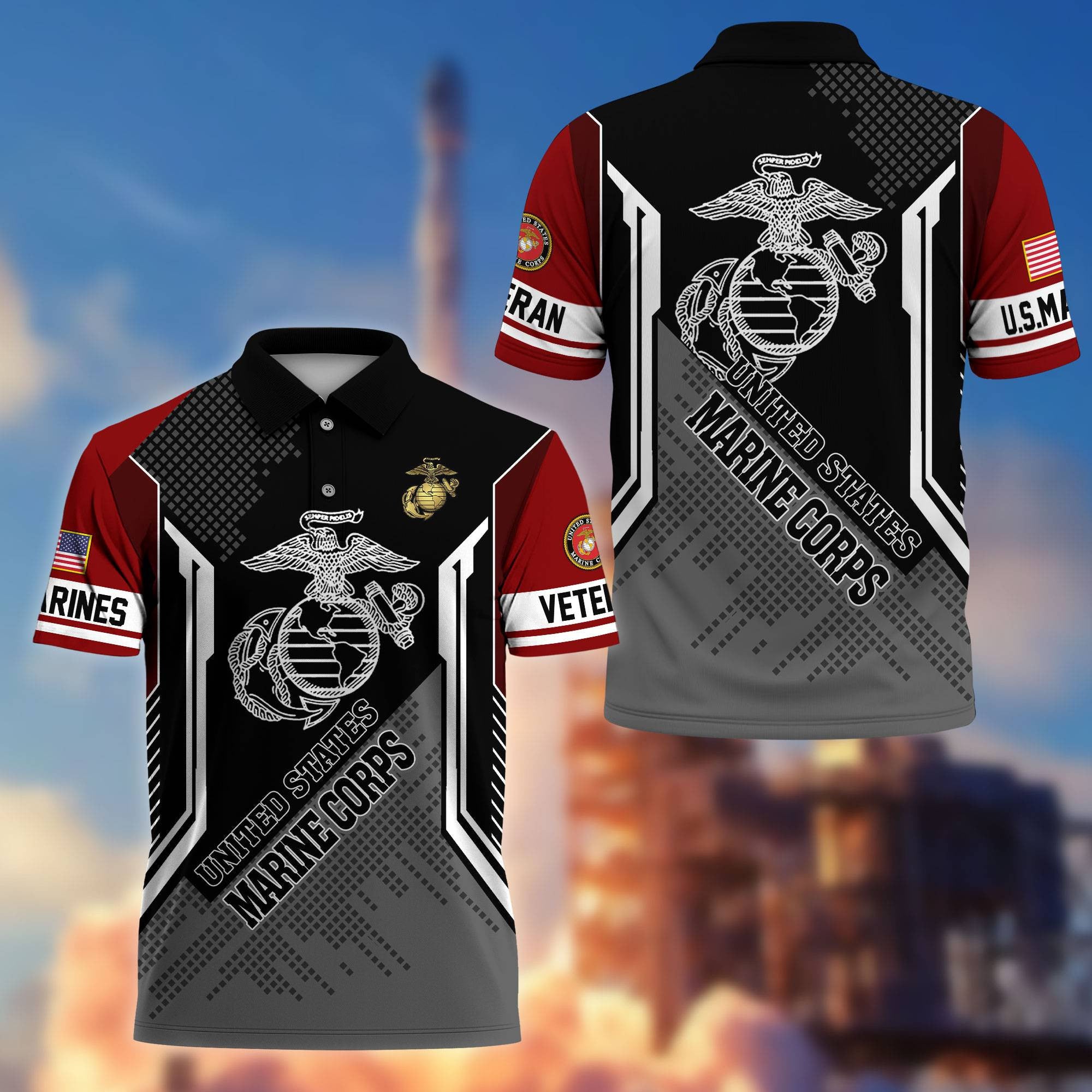 Premium US Veterans Polo Shirt, Gifts For Dad, For Husband, Gifts For US Veterans, Gifts On Father's Day, Independence Day, Veterans Day.