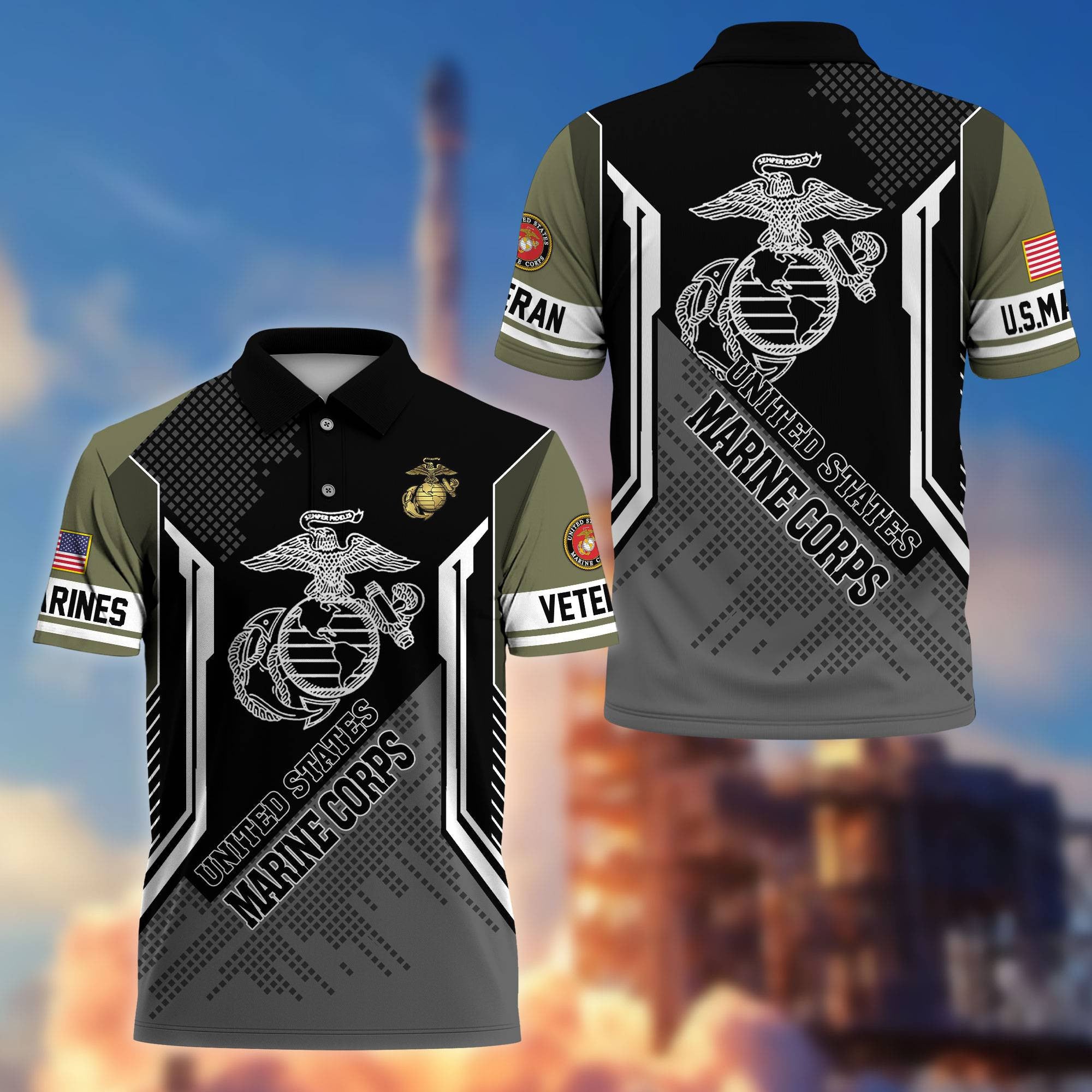 Premium US Veterans Polo Shirt, Gifts For Dad, For Husband, Gifts For US Veterans, Gifts On Father's Day, Independence Day, Veterans Day.
