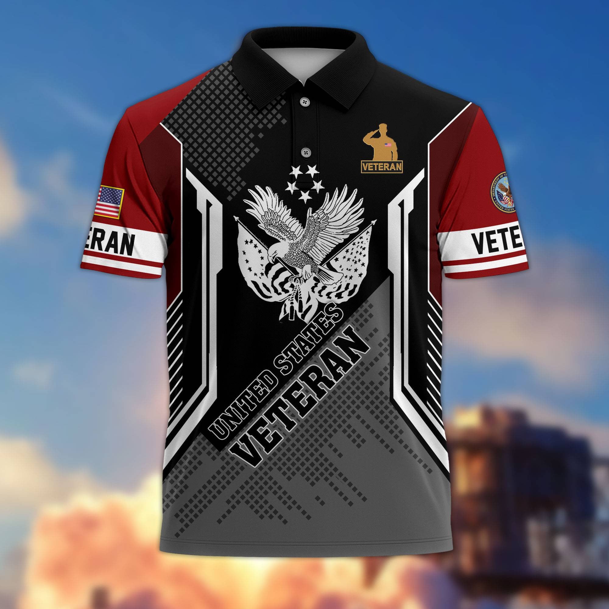 Premium US Veterans Polo Shirt, Gifts For Dad, For Husband, Gifts For US Veterans, Gifts On Father's Day, Independence Day, Veterans Day.