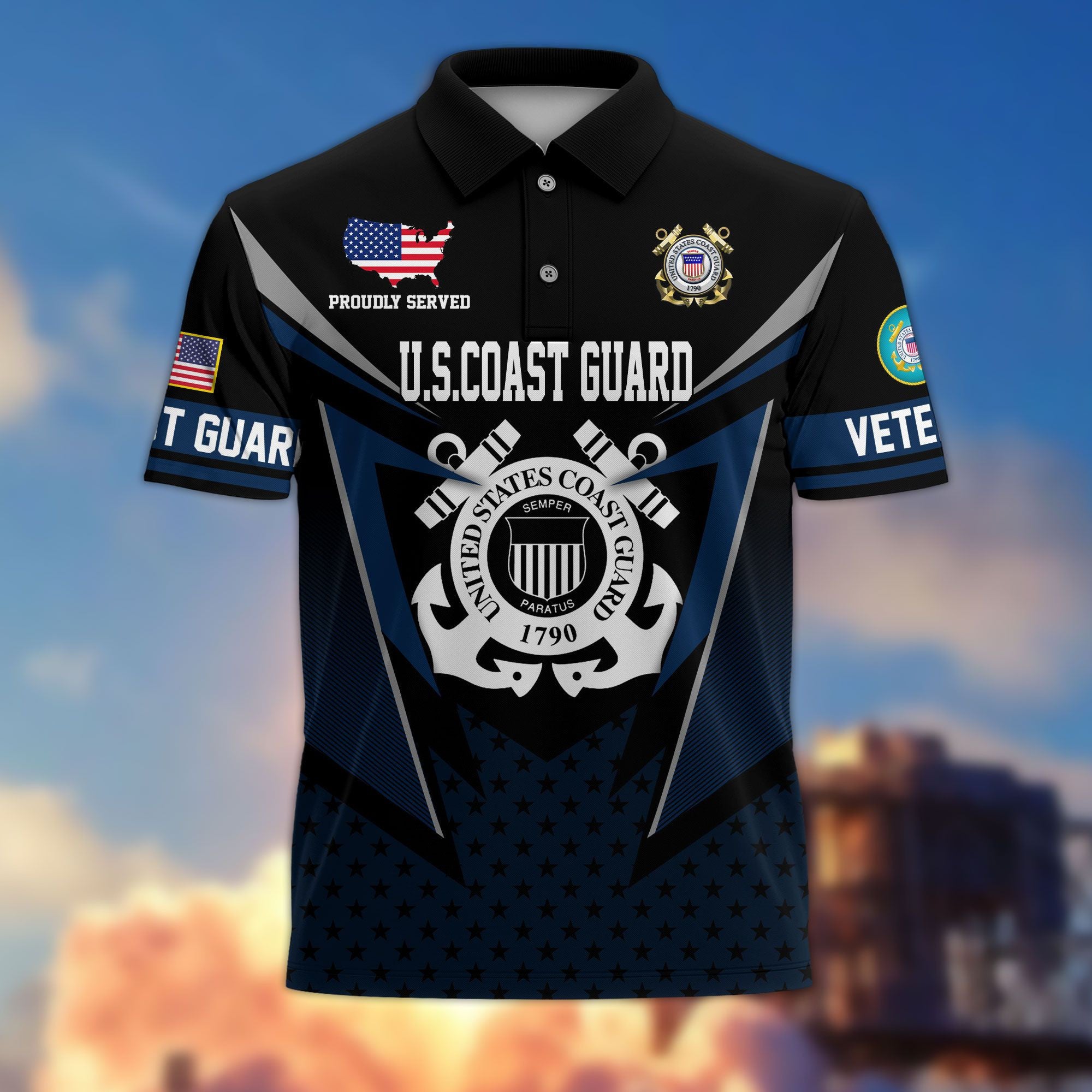 Premium US Veterans Polo Shirt, Gifts For US Veterans, Gifts On Father's Day, Independence Day, Armed Forces Day, Veterans Day.