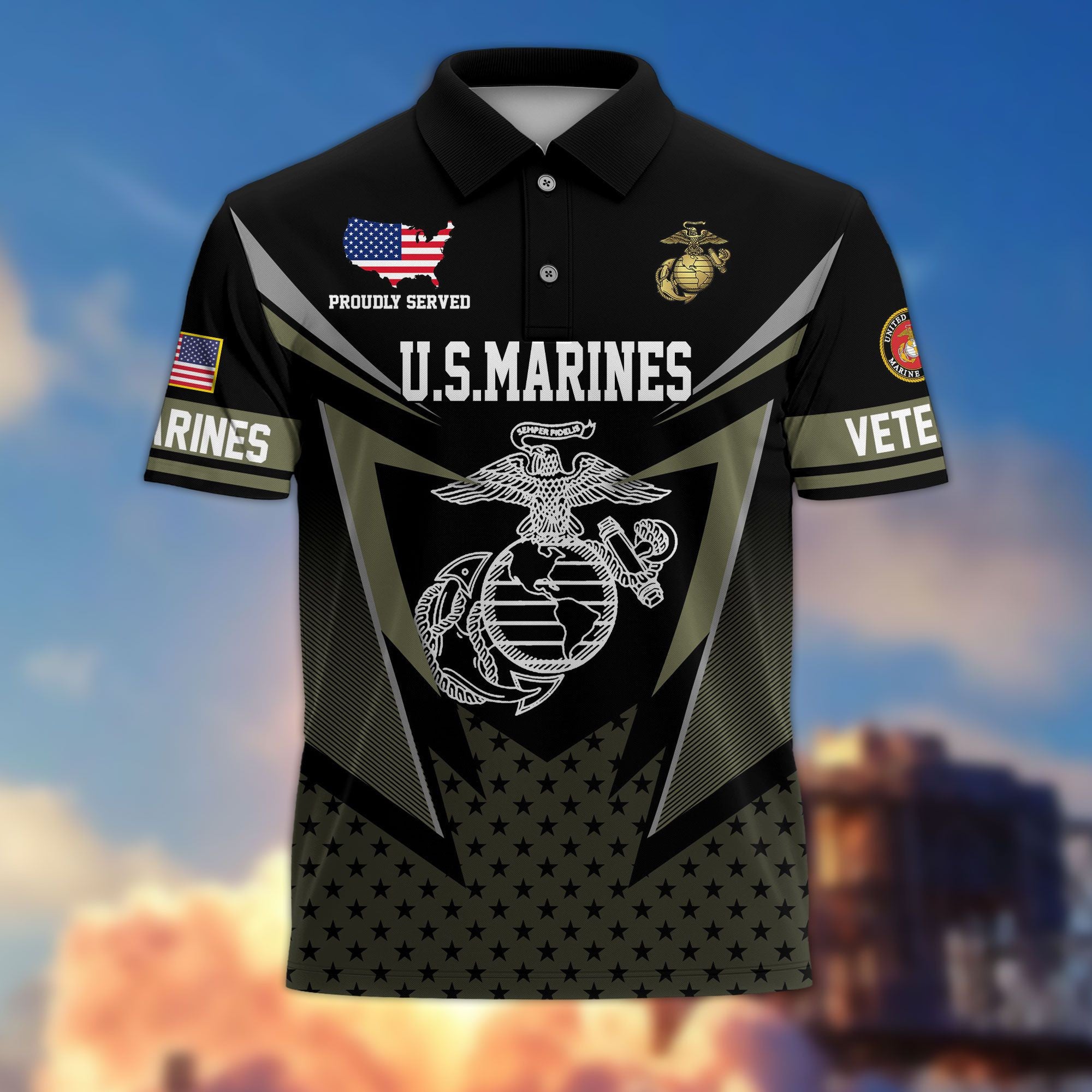 Premium US Veterans Polo Shirt, Gifts For US Veterans, Gifts On Father's Day, Independence Day, Armed Forces Day, Veterans Day.