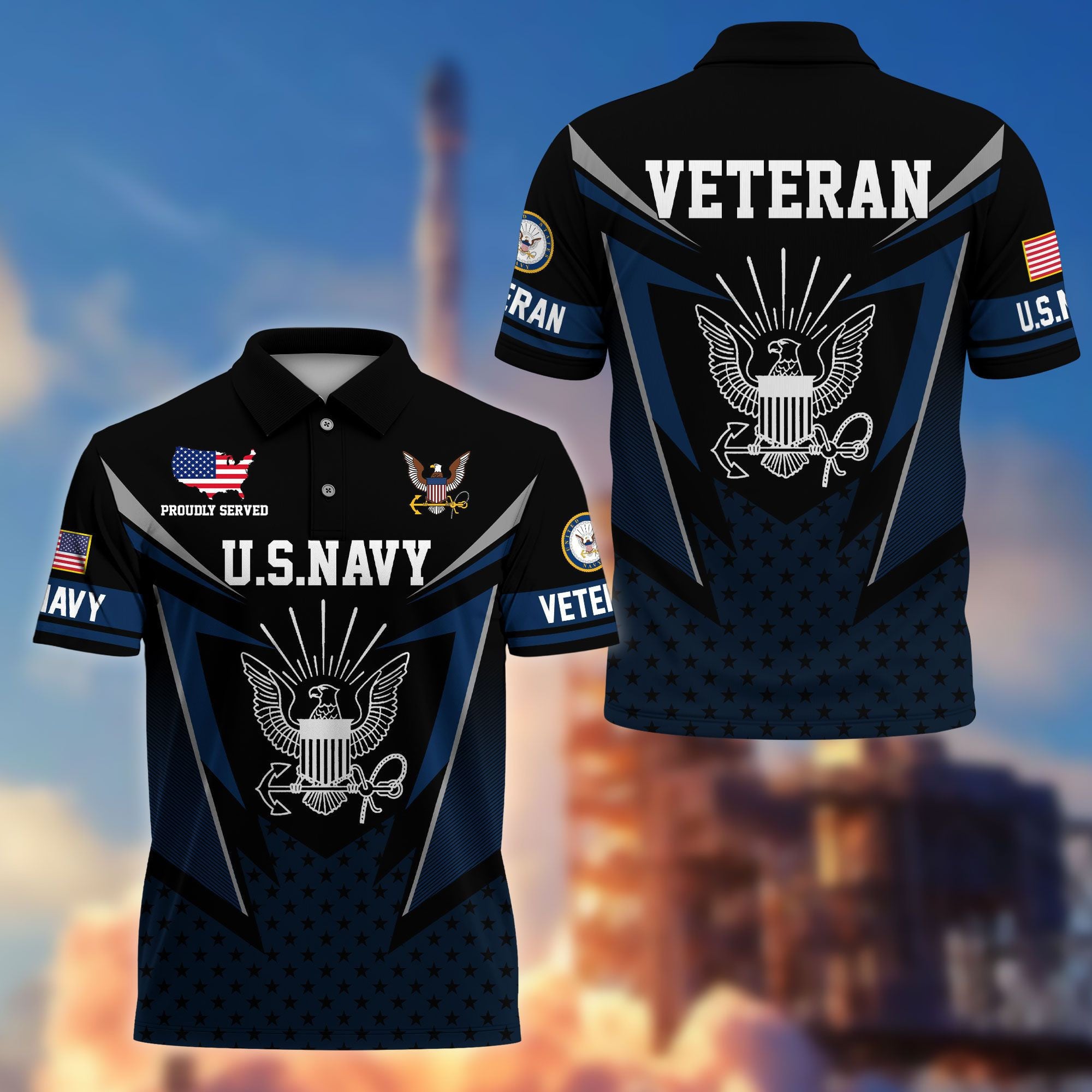 Premium US Veterans Polo Shirt, Gifts For US Veterans, Gifts On Father's Day, Independence Day, Armed Forces Day, Veterans Day.