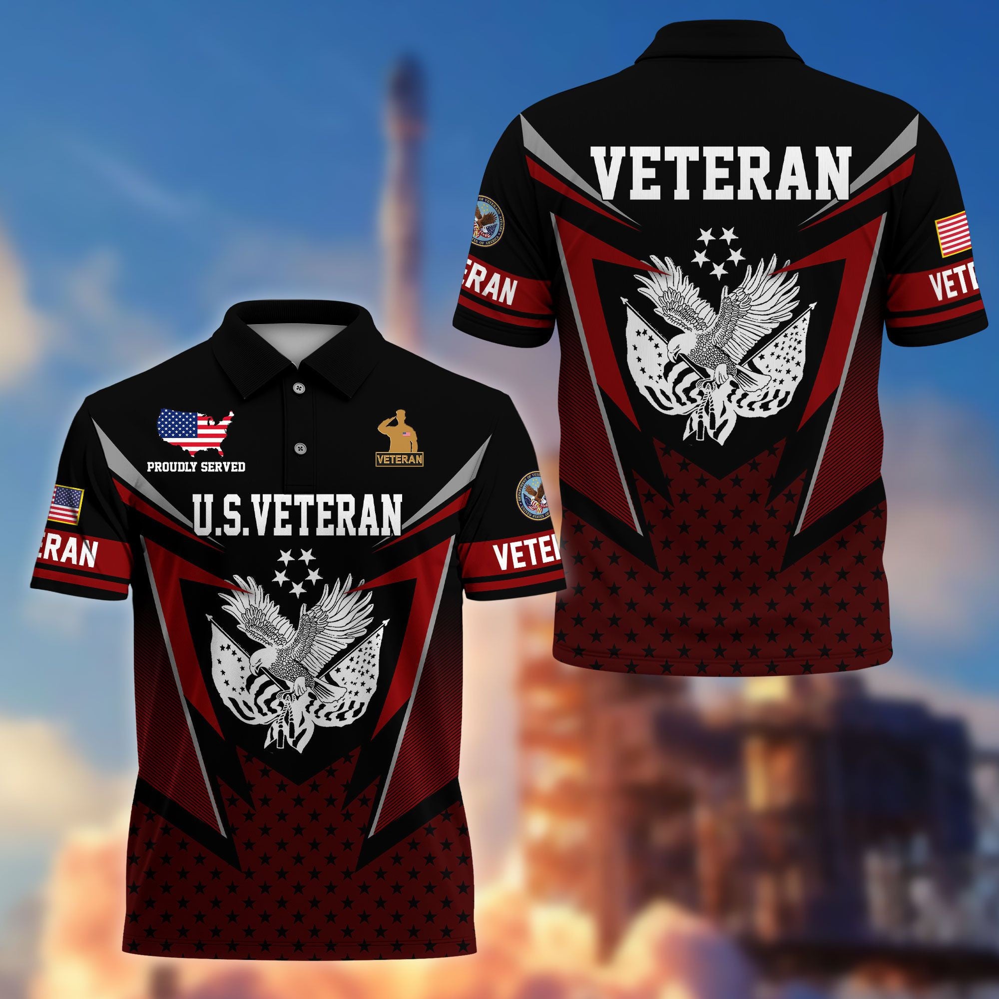 Premium US Veterans Polo Shirt, Gifts For US Veterans, Gifts On Father's Day, Independence Day, Armed Forces Day, Veterans Day.