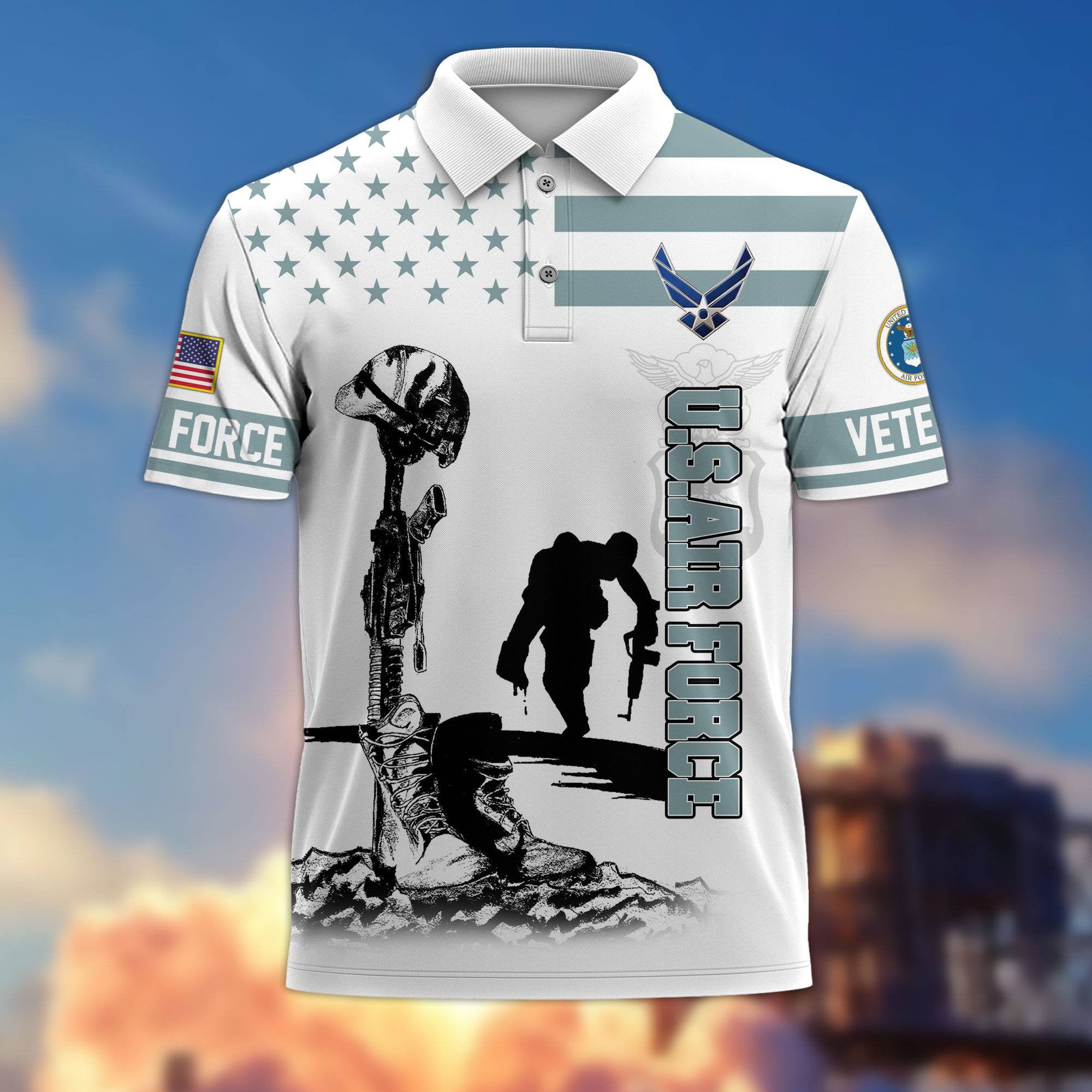 Premium US Veterans Polo Shirt, Gifts For US Veterans, Gifts On Father's Day, Independence Day, Armed Forces Day, Veterans Day.