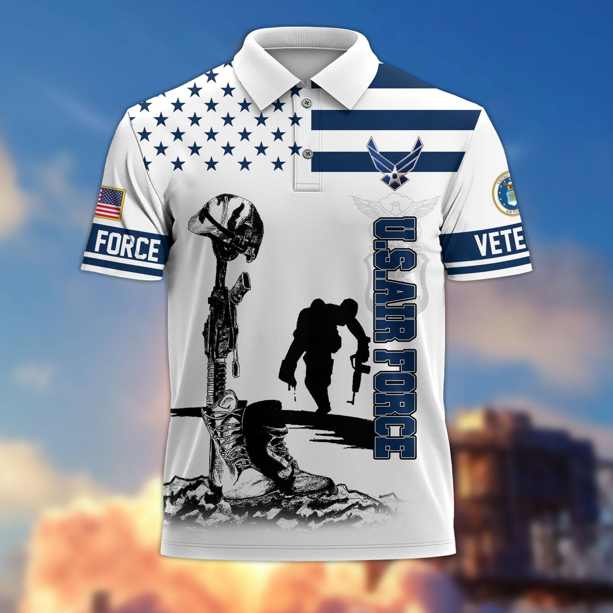 Premium US Veterans Polo Shirt, Gifts For US Veterans, Gifts On Father's Day, Independence Day, Armed Forces Day, Veterans Day.