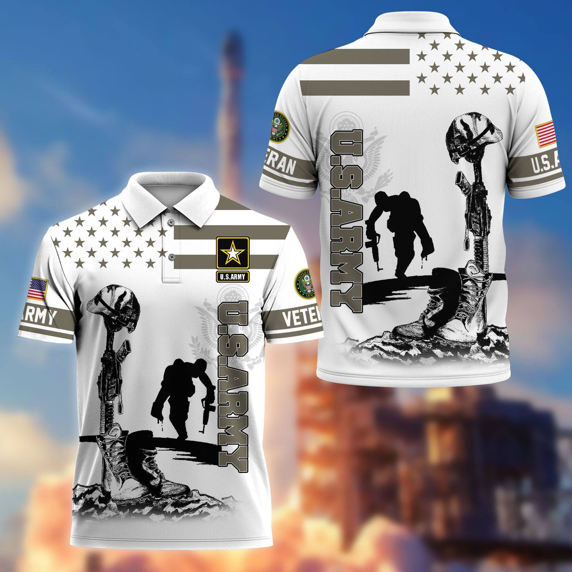 Premium US Veterans Polo Shirt, Gifts For US Veterans, Gifts On Father's Day, Independence Day, Armed Forces Day, Veterans Day.