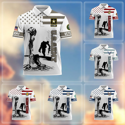 Premium US Veterans Polo Shirt, Gifts For US Veterans, Gifts On Father's Day, Independence Day, Armed Forces Day, Veterans Day.